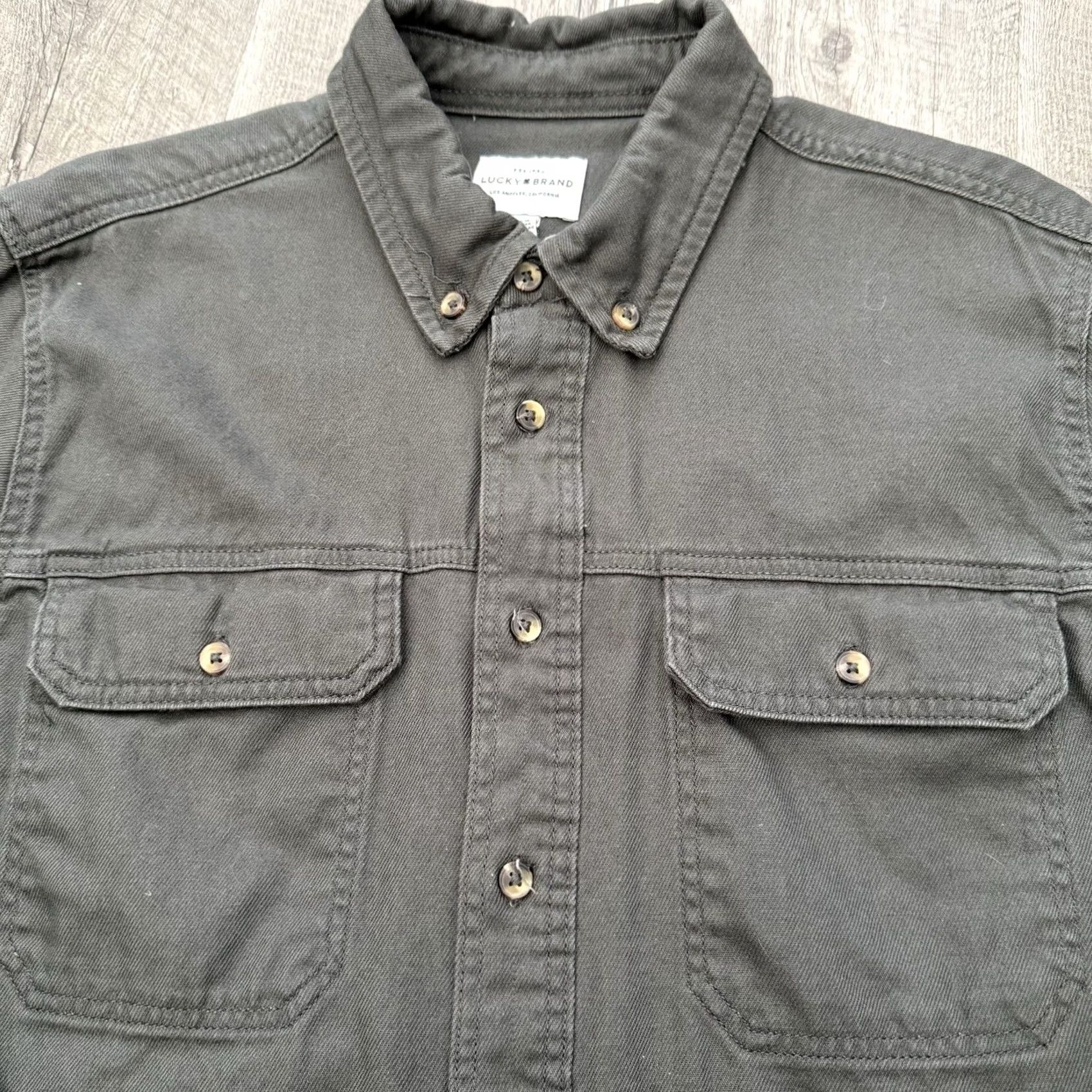 Lucky Brand Lucky Brand Shirt Mens XL Button Up Gray Green Shacket Heavy Pockets Size US XL / EU 56 / 4 - 8 Thumbnail