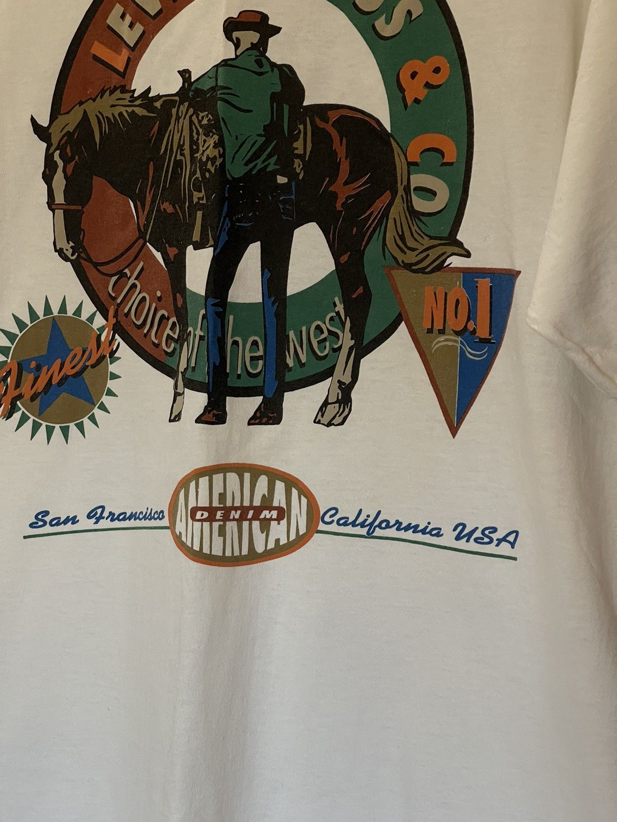 Cowboy Equipment 80’s Levis Vintage Cowboy Horse Western t-shirt tee white Size US L / EU 52-54 / 3 - 11 Thumbnail
