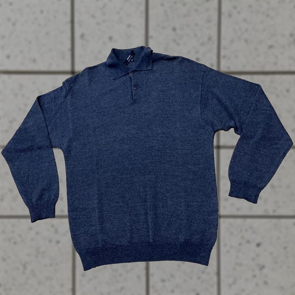 Vintage VINTAGE RENZO Wool Grandpa Knit Sweater Men XL Blue Pique Knit Thermal Preppy Hole Ireland Size US XL / EU 56 / 4 - 1 Thumbnail