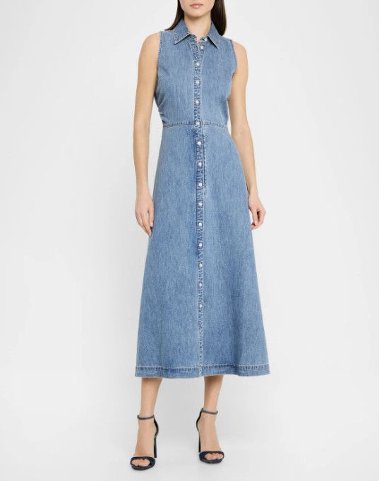 Veronica Beard Veronica Beard Jeans Fuller Denim Midi Dress Starlight ( 0 ) Size XS / US 0-2 / IT 36-38 - 1 Thumbnail