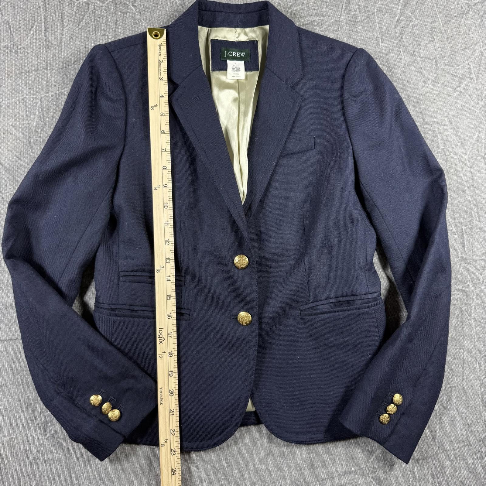 J.Crew J.Crew Blazer Women's 2 Blue Schoolboy Wool Blend Size XS / US 0-2 / IT 36-38 - 3 Thumbnail