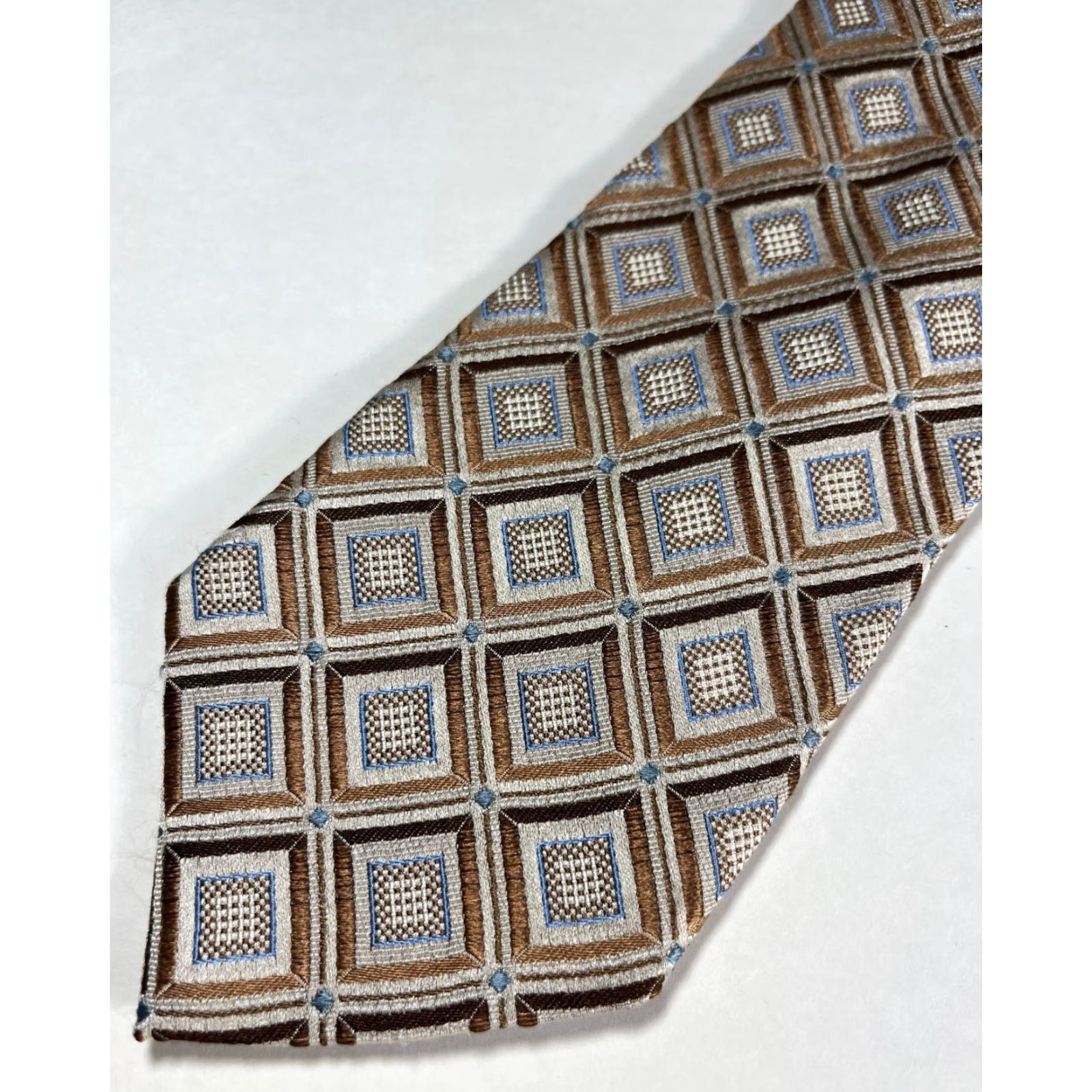 Ermenegildo Zegna Ermenegildo Zegna Men's Tie Geometric Woven Silk Made in Italy - Multicolor, Long Wide 60.5" 3 7/8" Pre-owned Luxury Designer Men’s Silk Necktie Size ONE SIZE - 3 Thumbnail