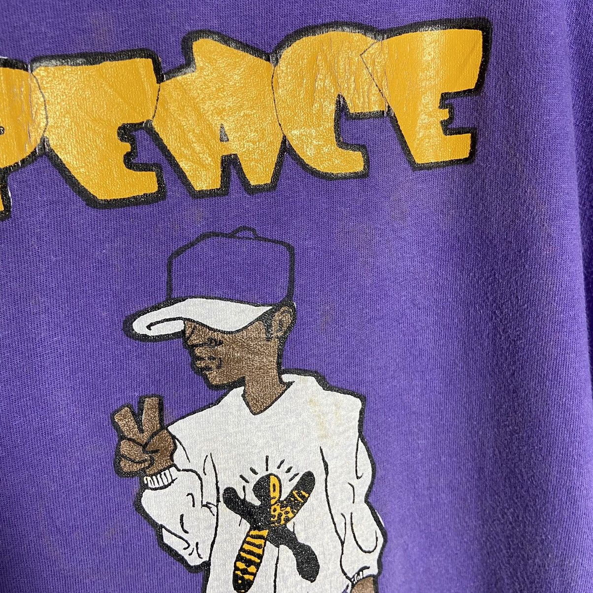 Vintage Vintage 90s Peace Culture Hiphop Graphic T-Shirt Size US XL / EU 56 / 4 - 9 Thumbnail