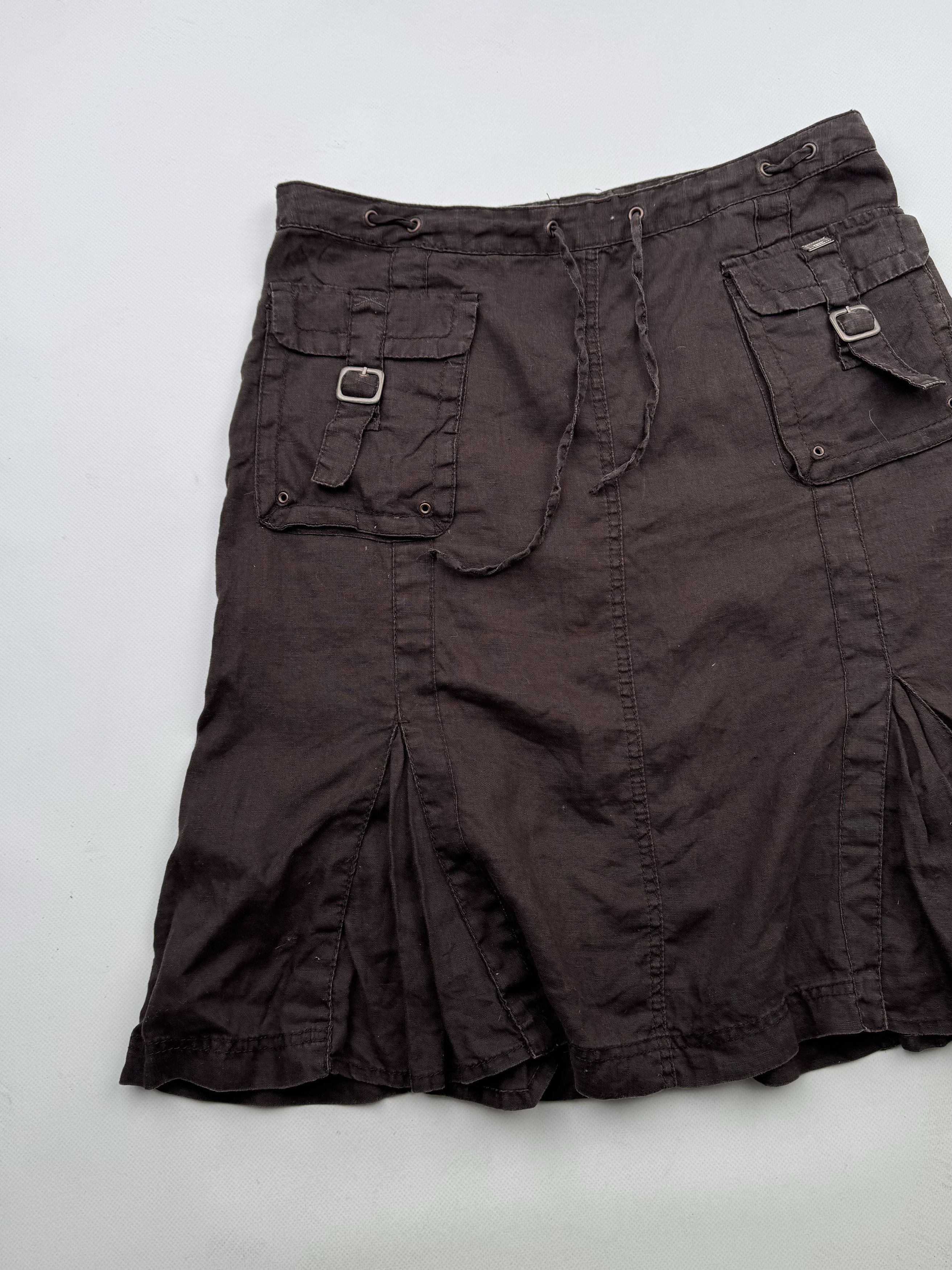 90's Cargo Linen Midi Skirt B56