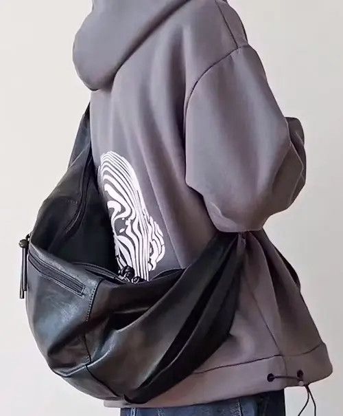 Japanese Brand Fashion Hiphop pu leather sling side bag belt bag fanny pack Size ONE SIZE - 3 Thumbnail