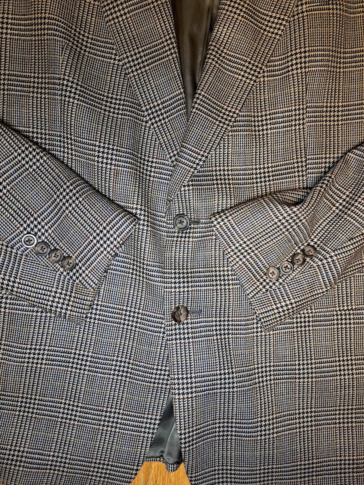 Hart Schaffner Marx VINTAGE Hart Schaffner Marx Sport Coat 43L Long Glen Plaid Size 42L - 6 Thumbnail