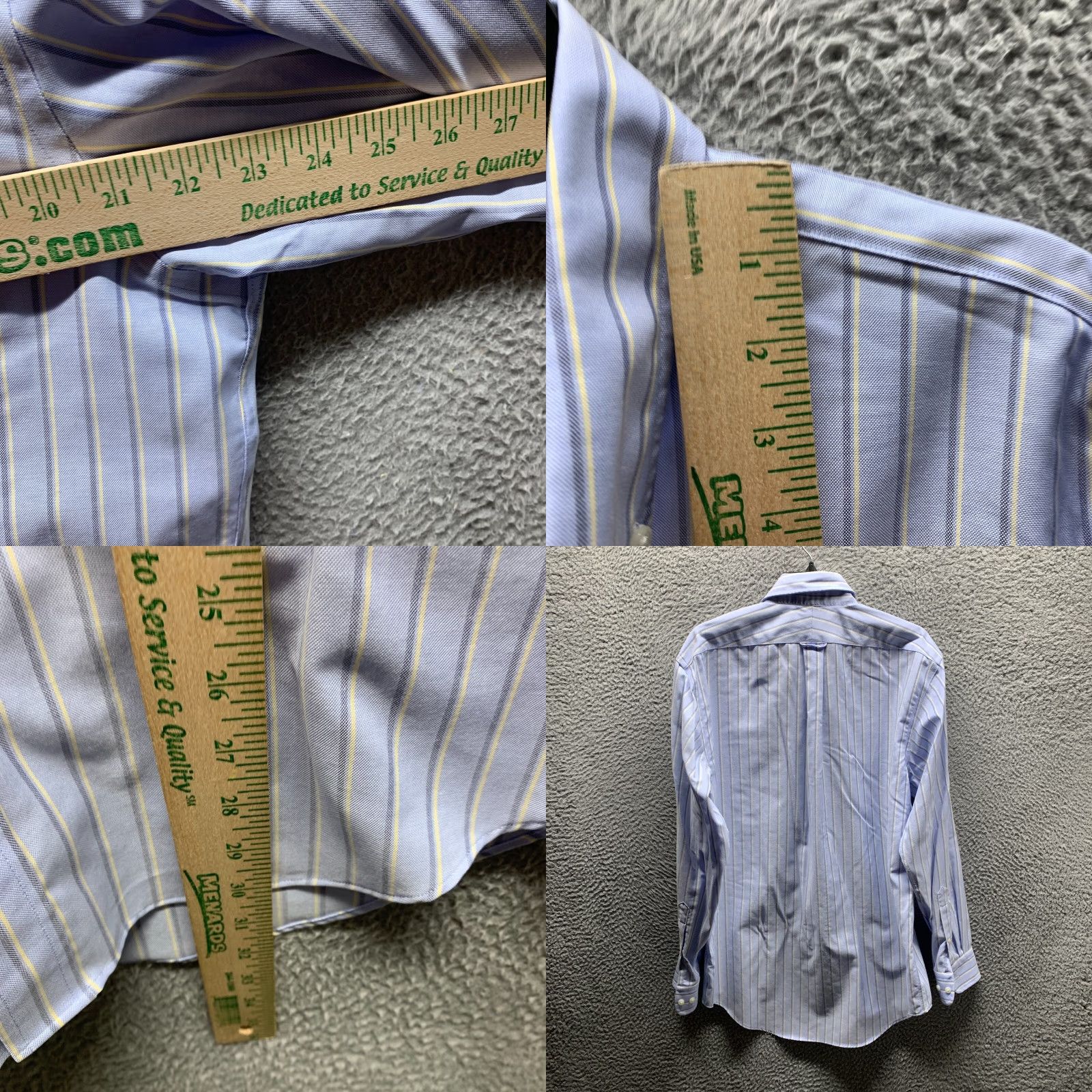 Lands' End Lands' End Shirt Mens Adult Large 16 Blue Striped Button Up Casual Cotton Long Sleeve Collar Down Button-Up Size US L / EU 52-54 / 3 - 8 Thumbnail