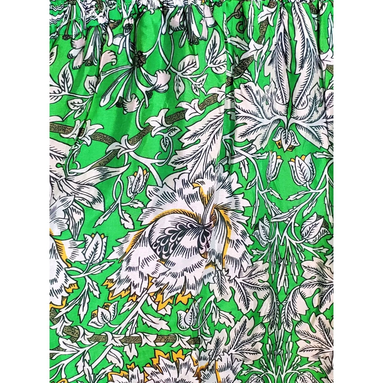 Vintage Le Ragazze Green Floral Maxi Dress Airy Silk Blend SE013-21 Women's Size L New Size L / US 10 / IT 46 - 5 Thumbnail