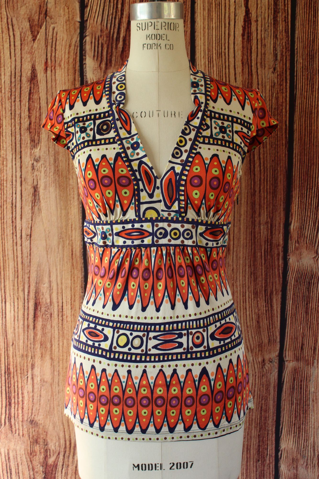 Trina Turk Trina Turk Womens Blouse, Silk, Size 0, Tribal Pattern in O Size XS / US 0-2 / IT 36-38 - 2 Thumbnail