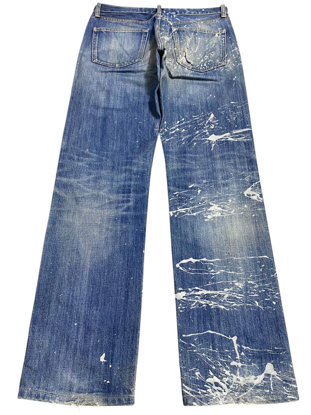 Jun Takahashi Vintage JapaneseBrands Blue Wash Custom Splatter Loose Jeans Size US 33 - 2 Thumbnail