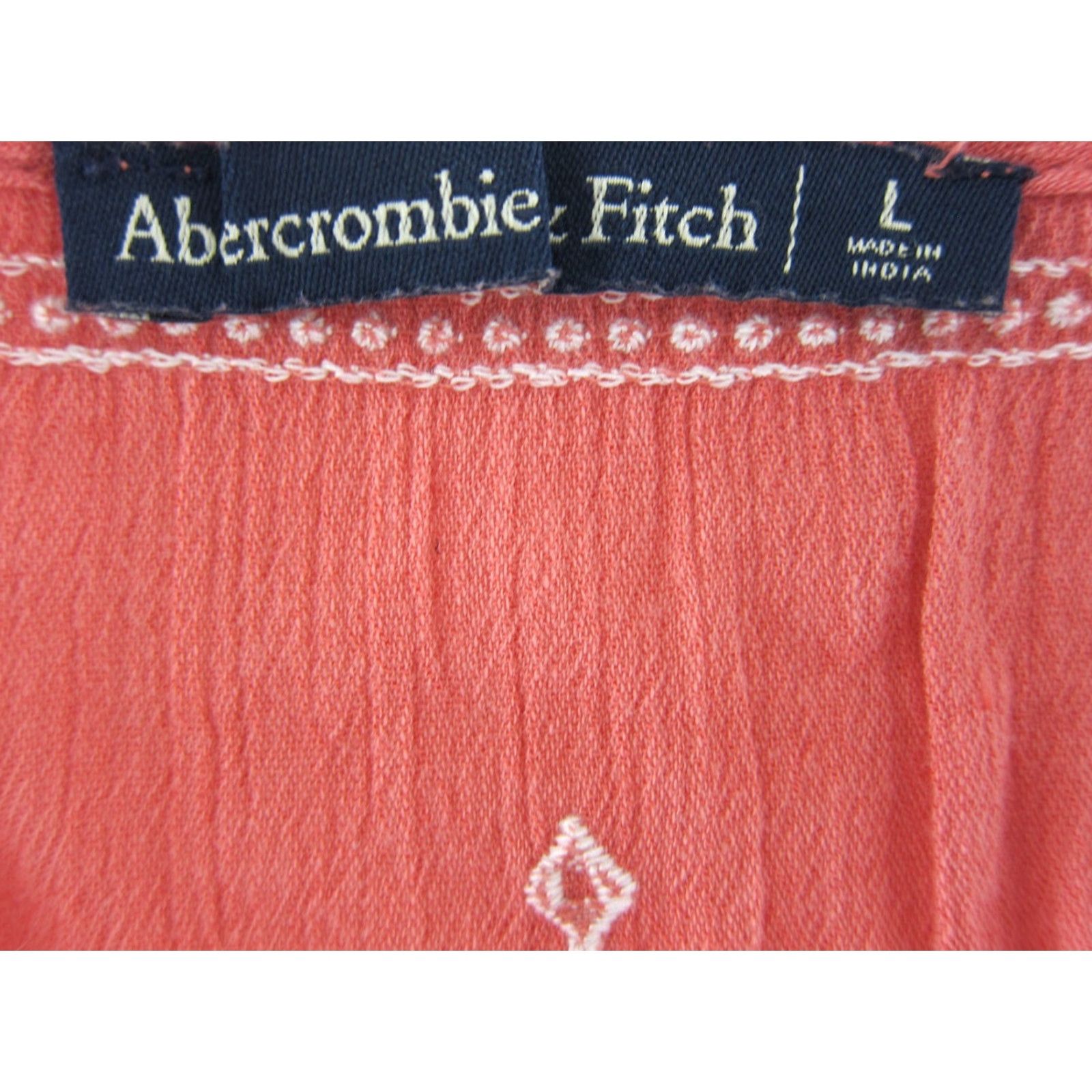 Abercrombie & Fitch Abercrombie & Fitch Pink Embroidered V-Neck Long Sleeve Blouse 100% Rayon Large Women Shirt Vintage Casual Size L / US 10 / IT 46 - 3 Thumbnail