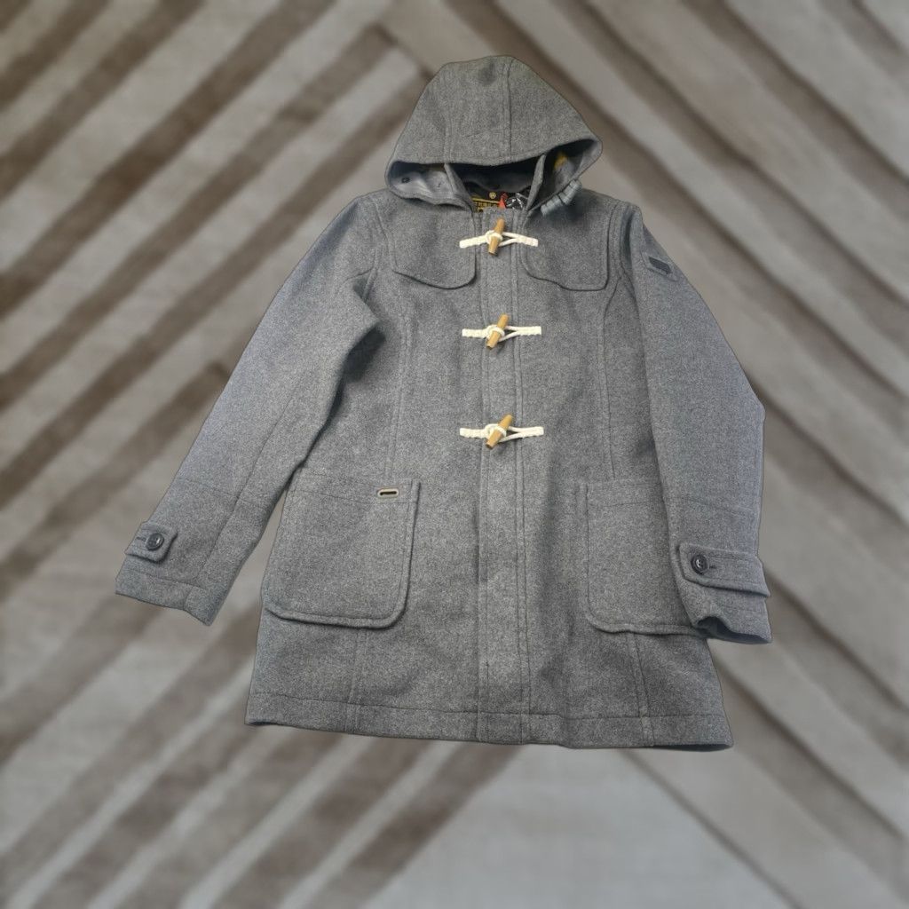 Superdry NWT Superdry Duffle Coat Hooded Men XXL Gray Wool Blend Button Closure Flannel Lined Size US XXL / EU 58 / 5 - 1 Thumbnail