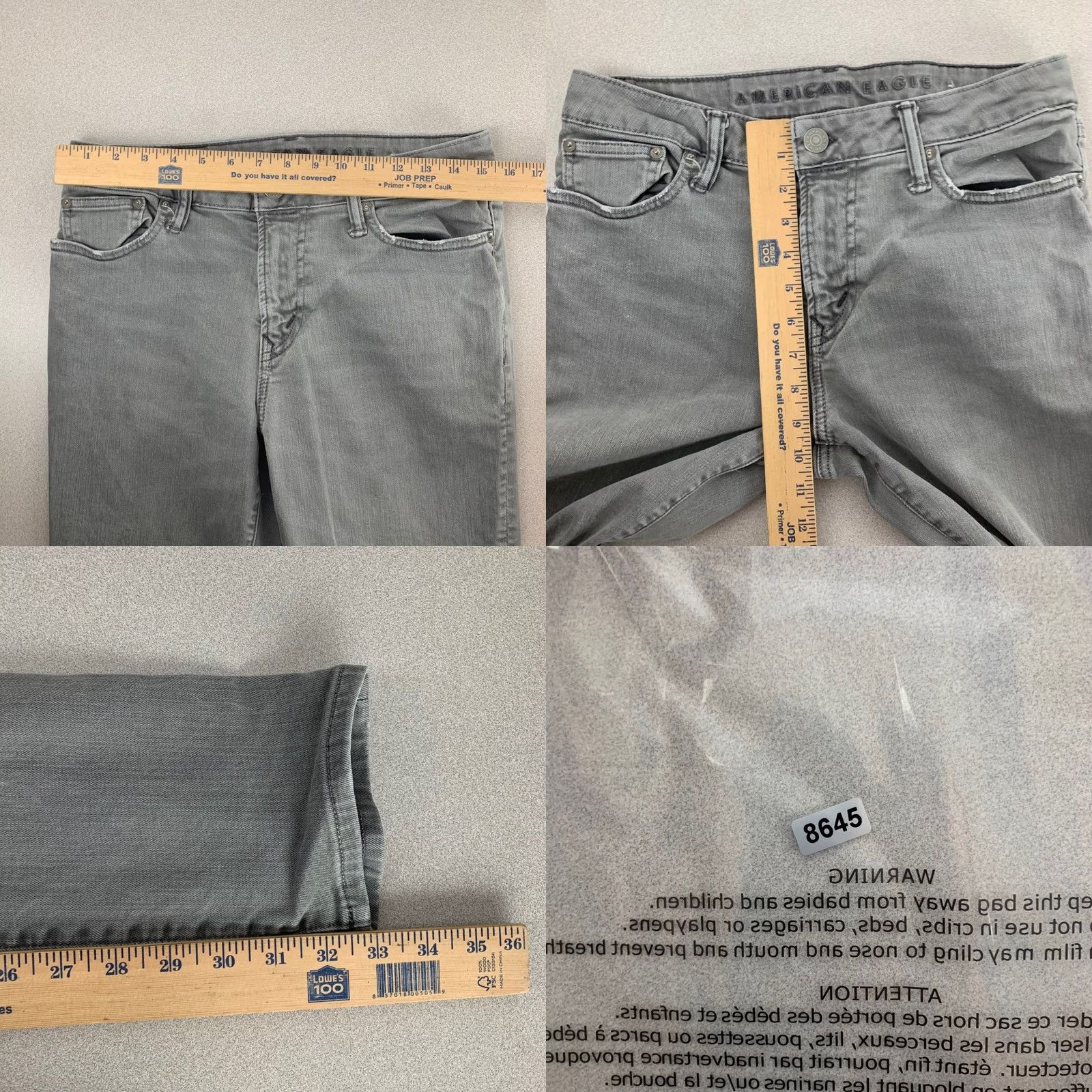 Vintage American Eagle Slim Jeans Mens 30x34 Grey Ne(x)t Level Flex Stretch Denim Jeans Size US 30 / EU 46 - 8 Thumbnail