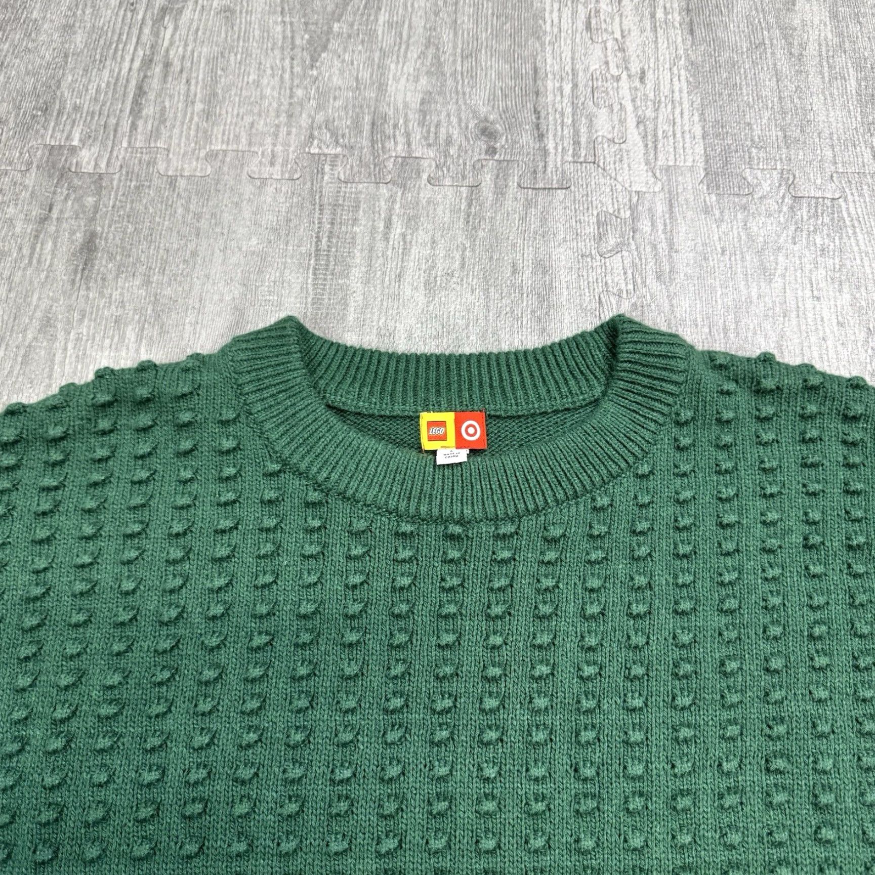 LEGO LEGO MENS TEXTURED BRICK KNIT SWEATER GREEN SIZE LARGE Size US L / EU 52-54 / 3 - 2 Thumbnail