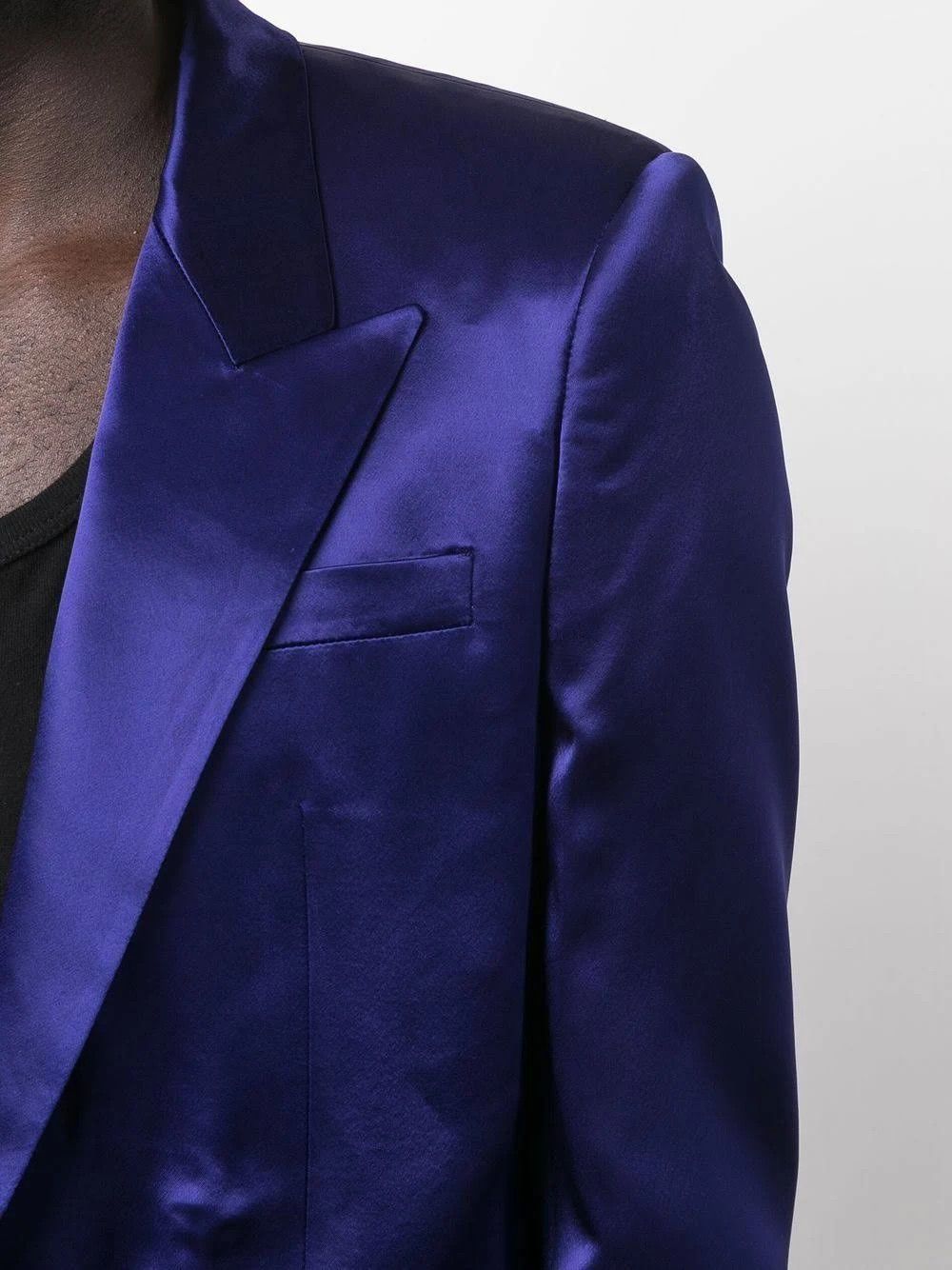 Saint Laurent Paris o1s1wg110724 Fitted Single-Breasted Jacket Shiny Royal Blue Size US S / EU 44-46 / 1 - 2 Thumbnail