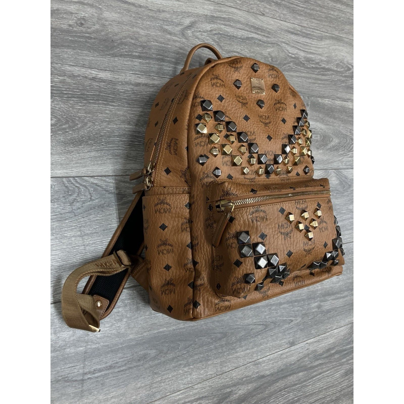 MCM MCM Cognac Stark " M " Studded Backpack | GREAT CONDITION! Size ONE SIZE - 2 Thumbnail