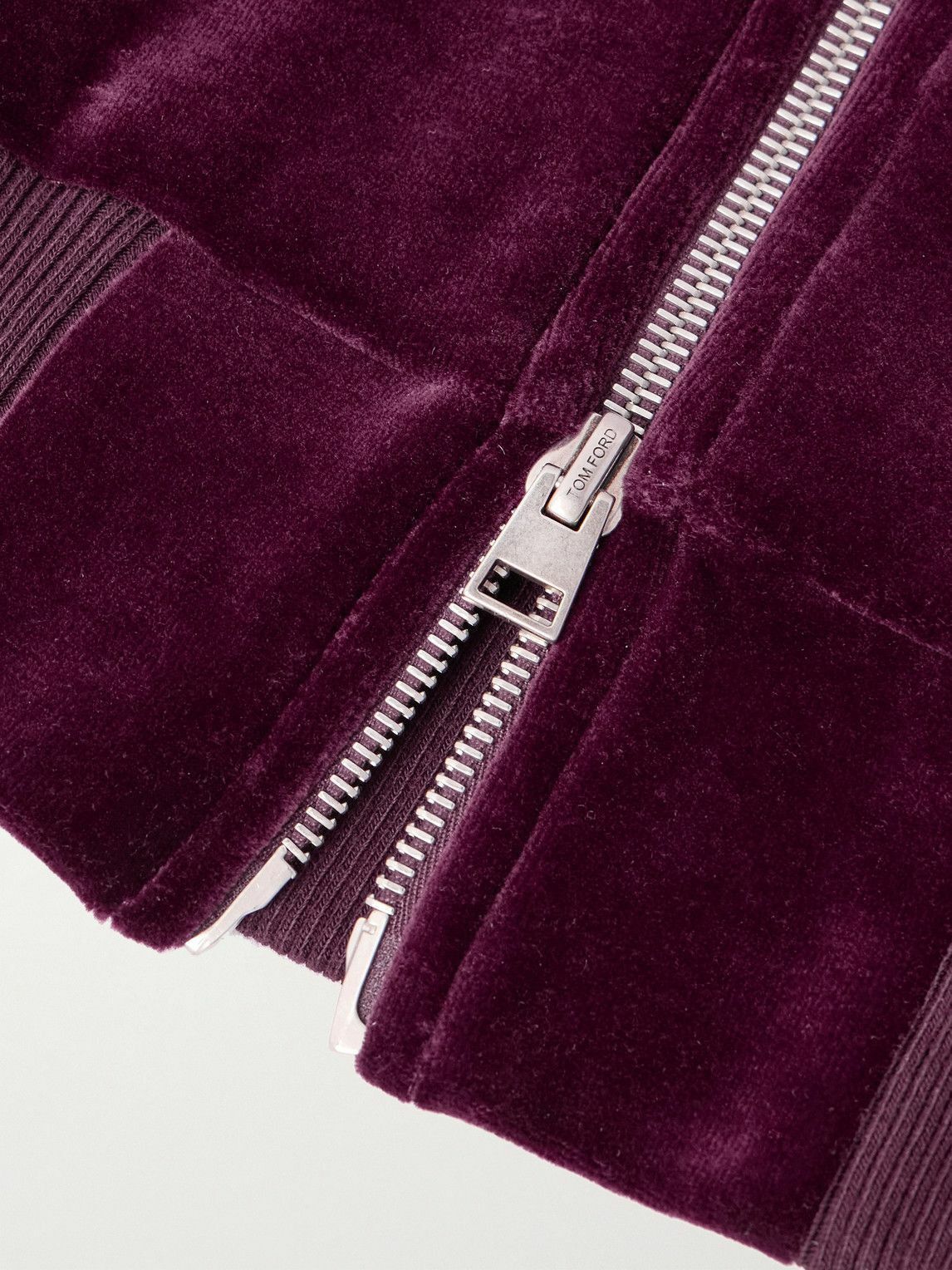 Tom Ford o1w1db10525 JZL001 Velvet Track Jacket in Purple Size US L / EU 52-54 / 3 - 3 Thumbnail