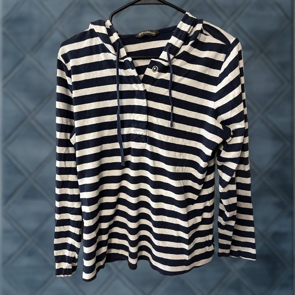 Tommy Bahama Tommy Bahama Hoodie Women S/P Navy & White Striped Pullover Hooded Casual Womens Size S / US 4 / IT 40 - 1 Thumbnail