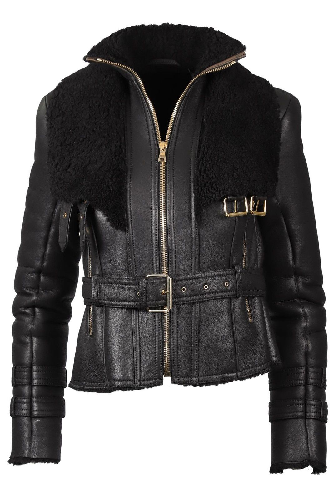 Balmain BALMAIN Black Shearling and Leather Riders Jacket Size S / US 4 / IT 40 - 7 Thumbnail
