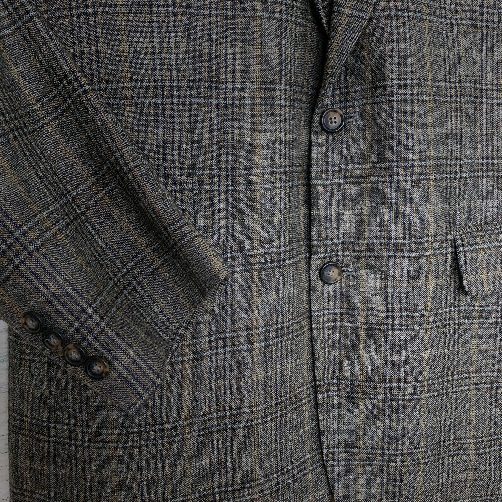 Jos. A. Bank Jos A Bank Wool Sport Coat Jacket Gray Two Button Check 43L Size 42L - 3 Thumbnail