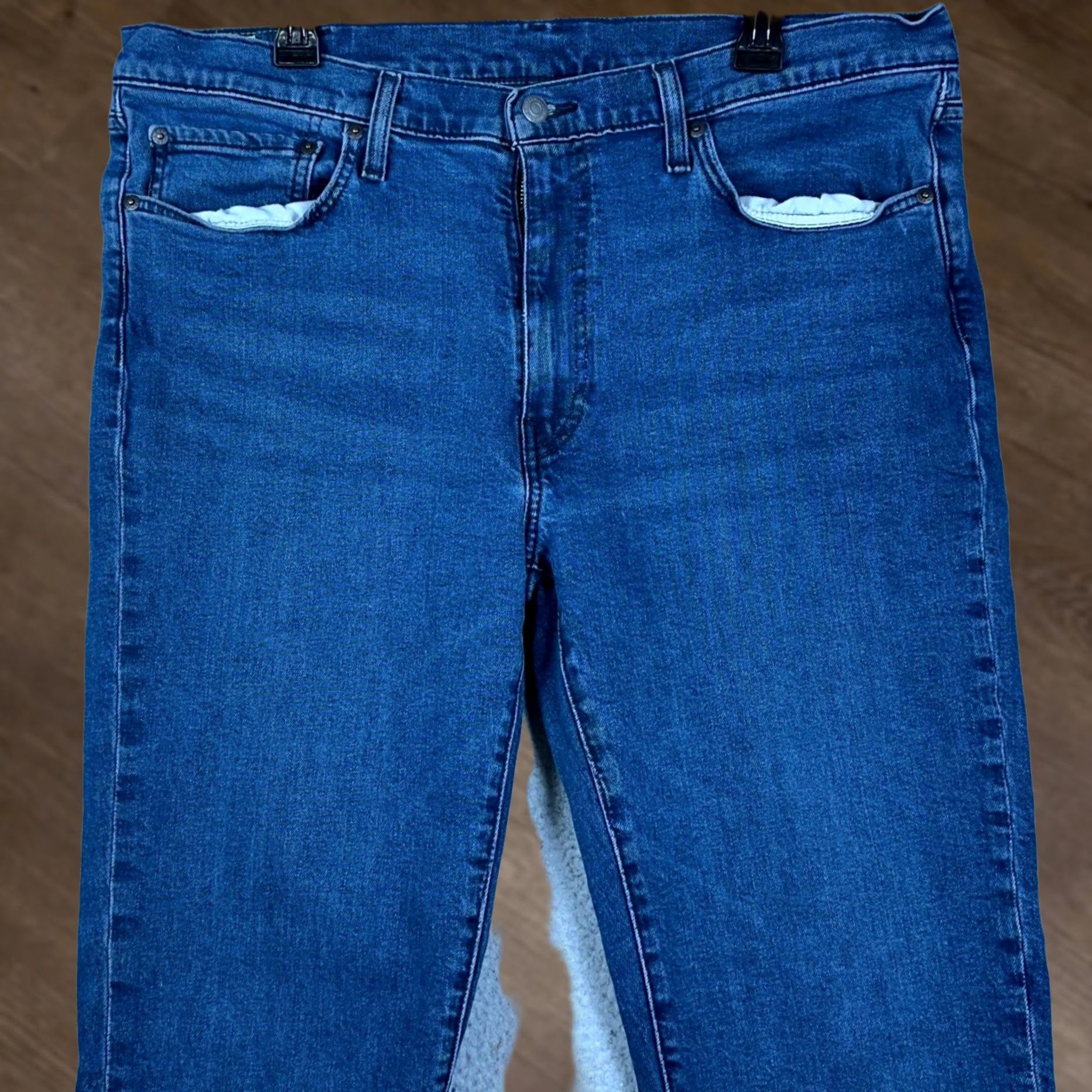 Denime Levi's Premium 514 Jeans Mens 38X30 Blue Straight Fit Denim 5-Pocket Prelude Red Tab Distressed MidWash Blue Mens Size US 38 / EU 54 - 1 Thumbnail