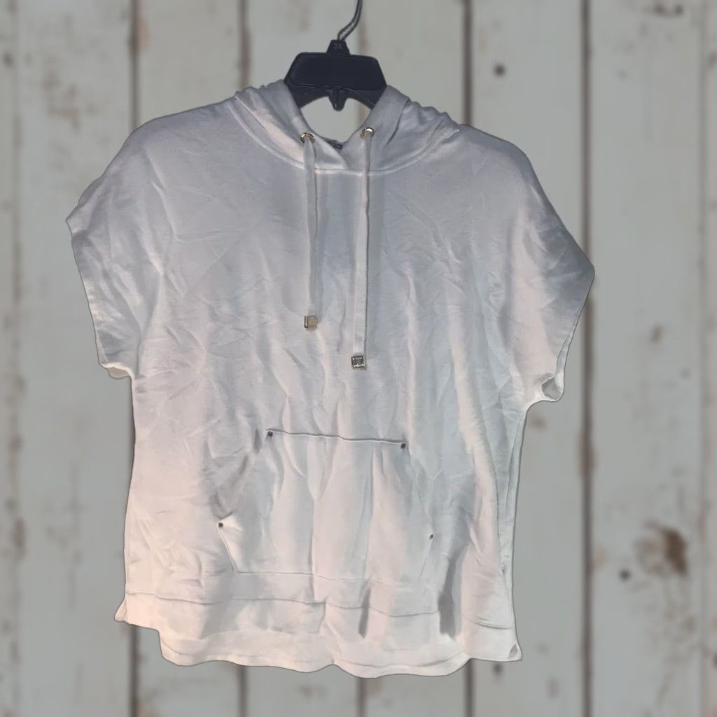 Calvin Klein Calvin Klein White Hoodie Womens Size L Pullover Short Sleeve Activewear Logo Size L / US 10 / IT 46 - 1 Thumbnail