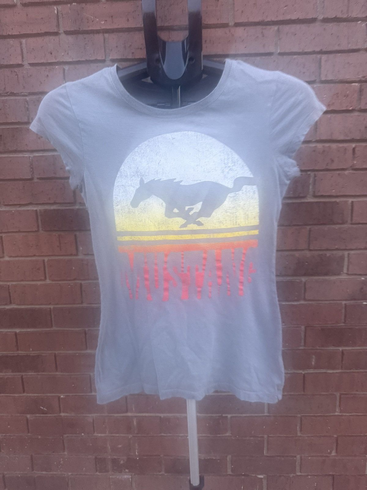 Mustang Ford Mustang Running Horse Sunset Fitted T Shirt Top Juniors Size M / US 6-8 / IT 42-44 - 4 Thumbnail
