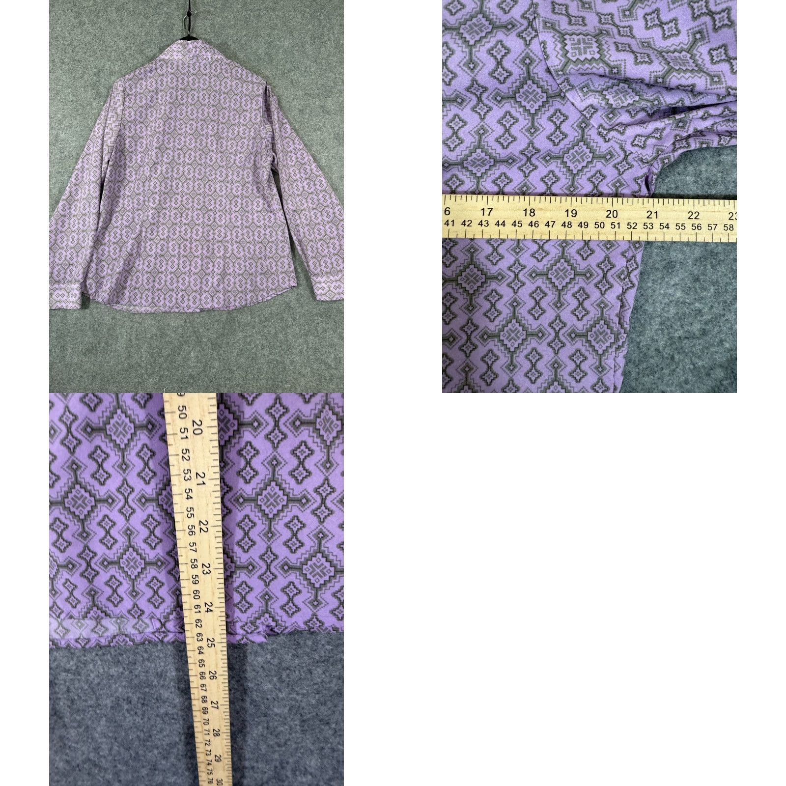 Pendleton VINTAGE Pendleton Button Up Shirt Womens 14 Purple Geometric Long Sleeve Pleated Collar Size XL / US 12-14 / IT 48-50 - 8 Thumbnail