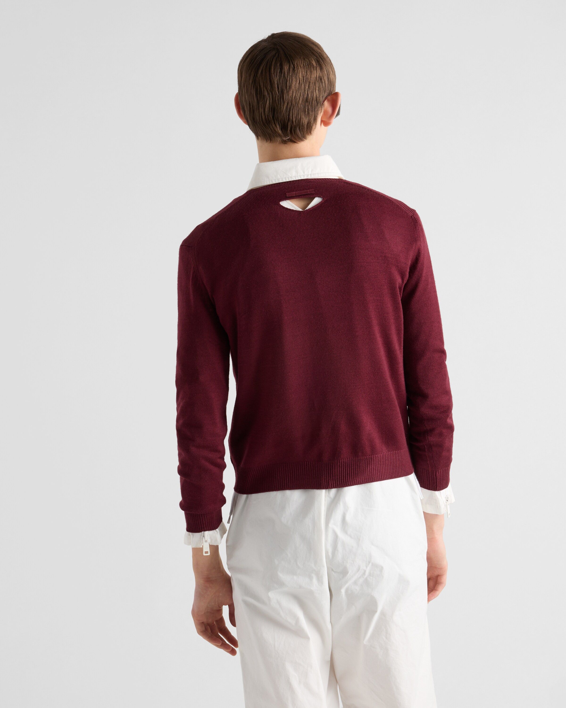 Prada o1bcso1str1025 Wool Sweater in Burgundy Size US L / EU 52-54 / 3 - 3 Thumbnail