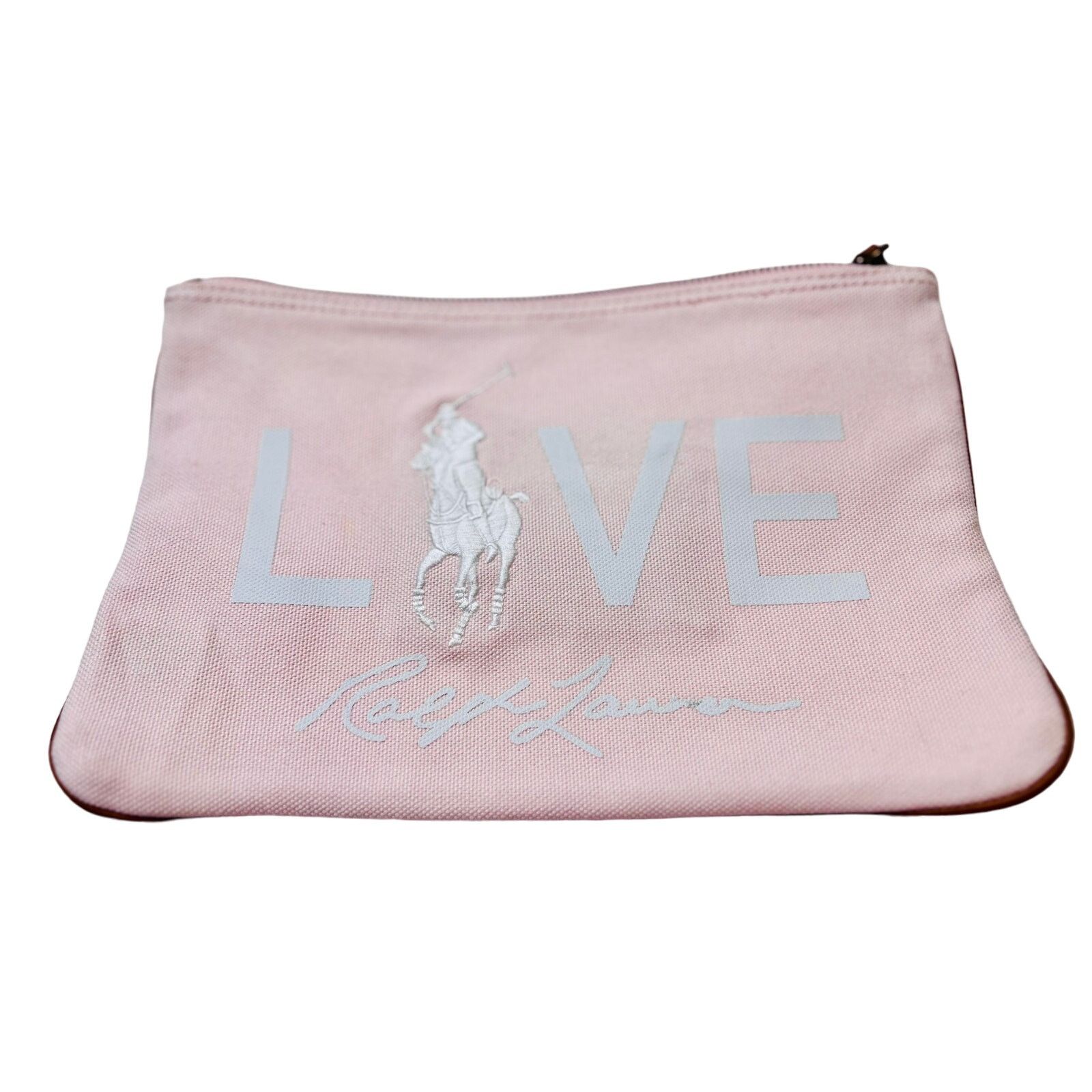 Ralph Lauren Vintage Ralph Lauren Large Pink Canvas Clutch Pouch Size ONE SIZE - 1 Thumbnail