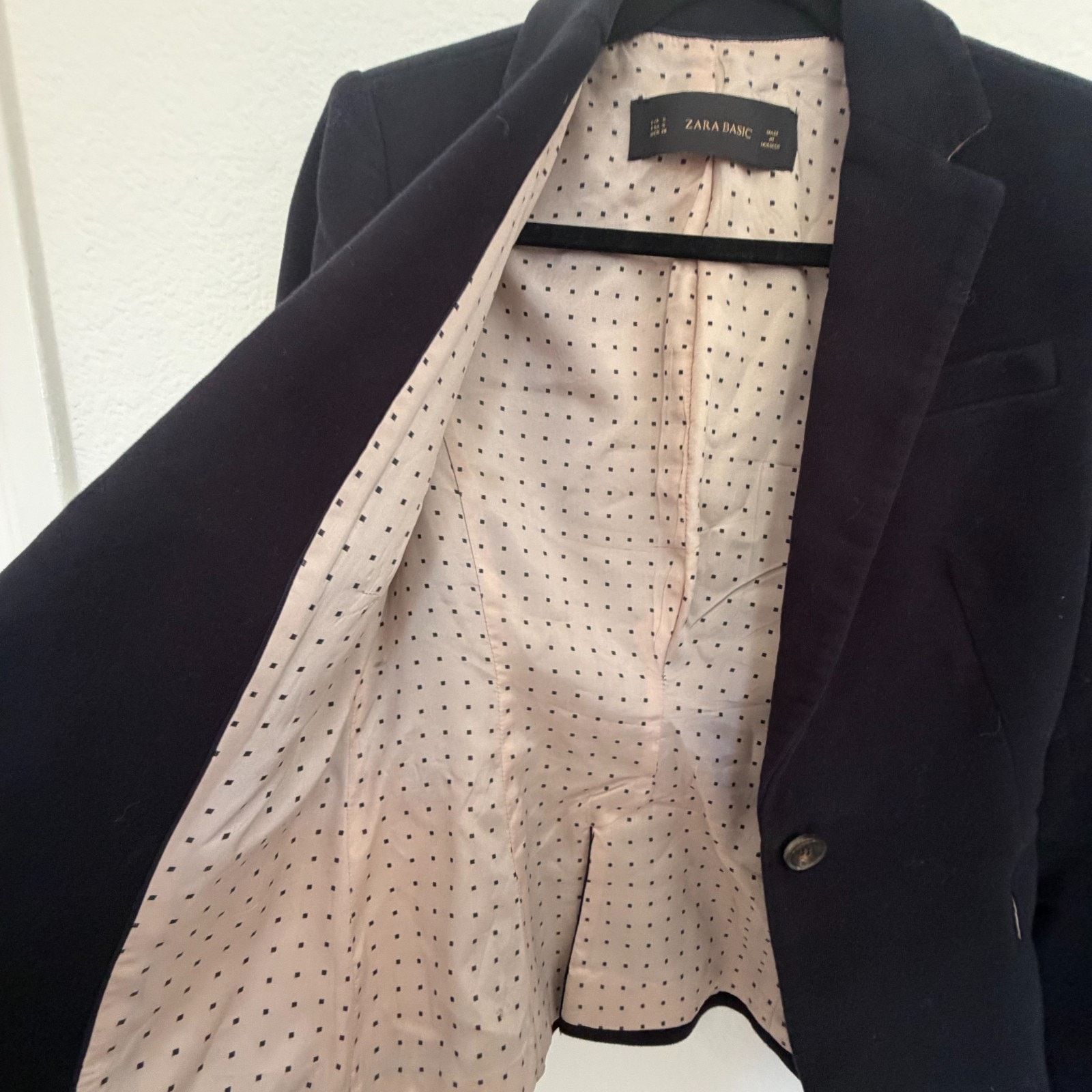 Zara Zara Basic Navy Blazer Elbow Patches Polka Dot Lining Size S Size S / US 4 / IT 40 - 3 Thumbnail