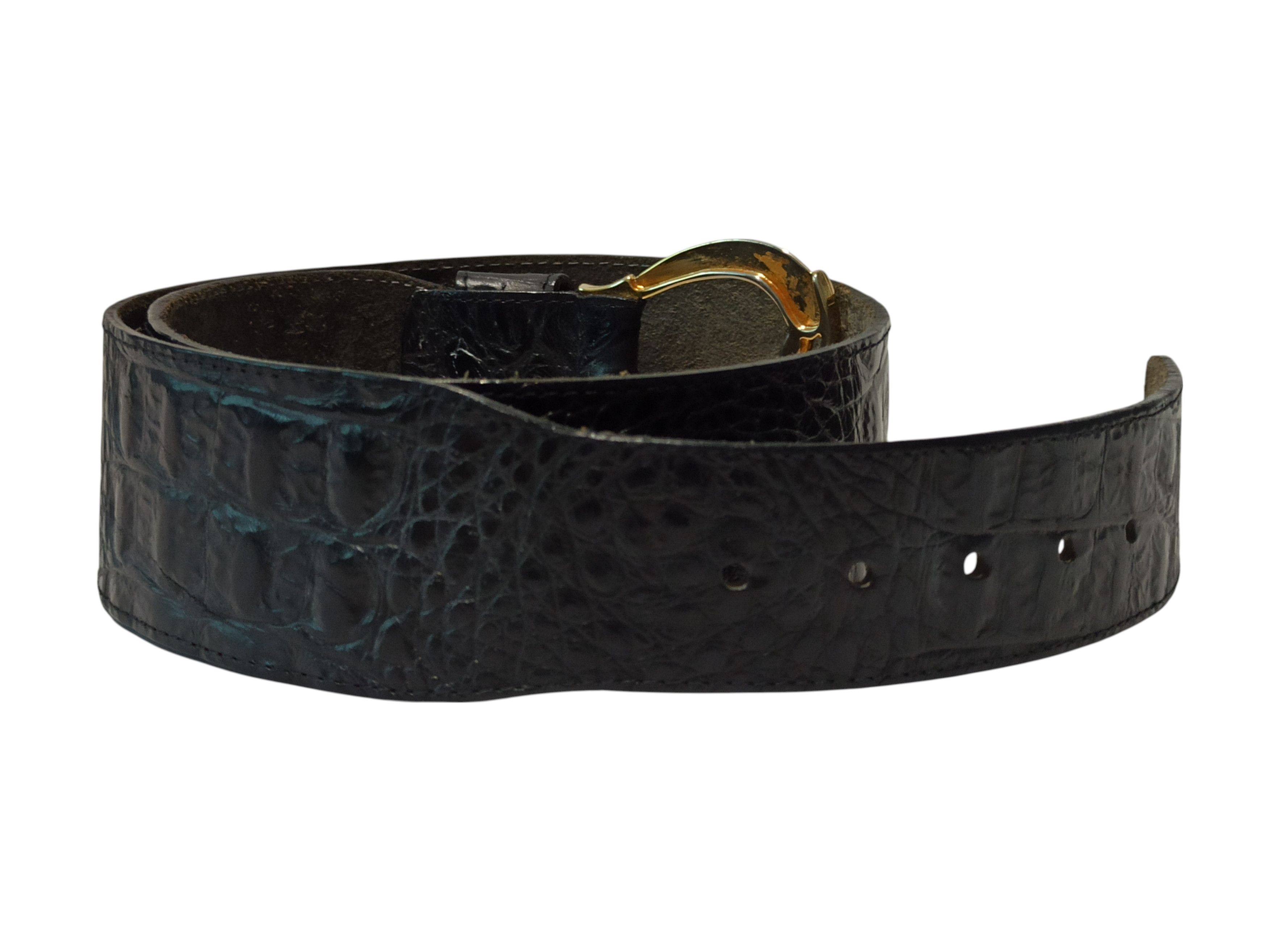 Vintage Vero Vitello Rare Croc-Embossed Leather Belt Size ONE SIZE - 5 Thumbnail