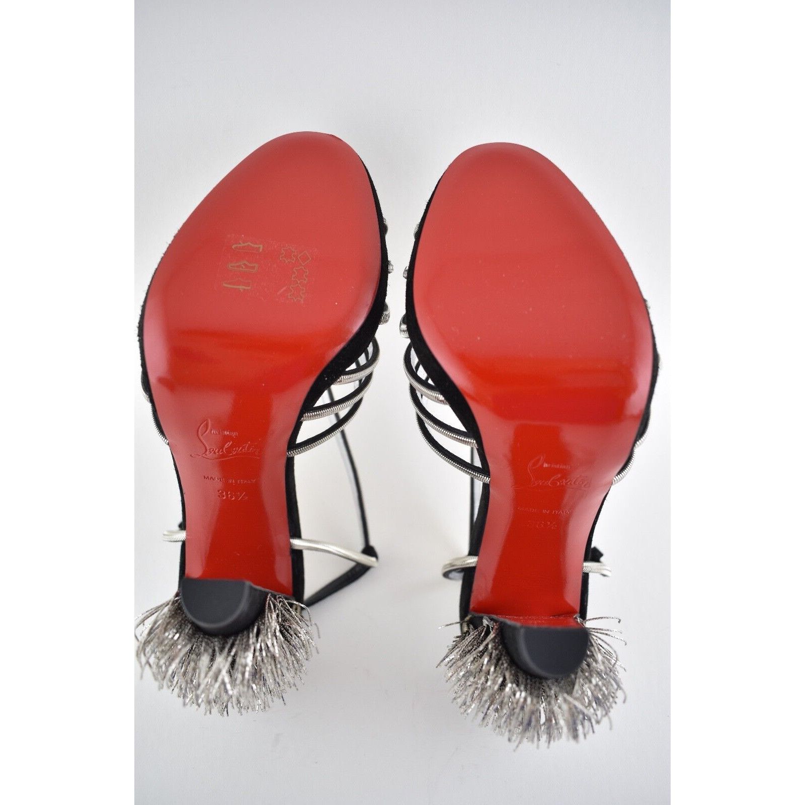 Christian Louboutin Jeanarlow 120 Black Silver Chain Sandal Heel Pump 36.5 Size US 6.5 / IT 36.5 - 12 Thumbnail