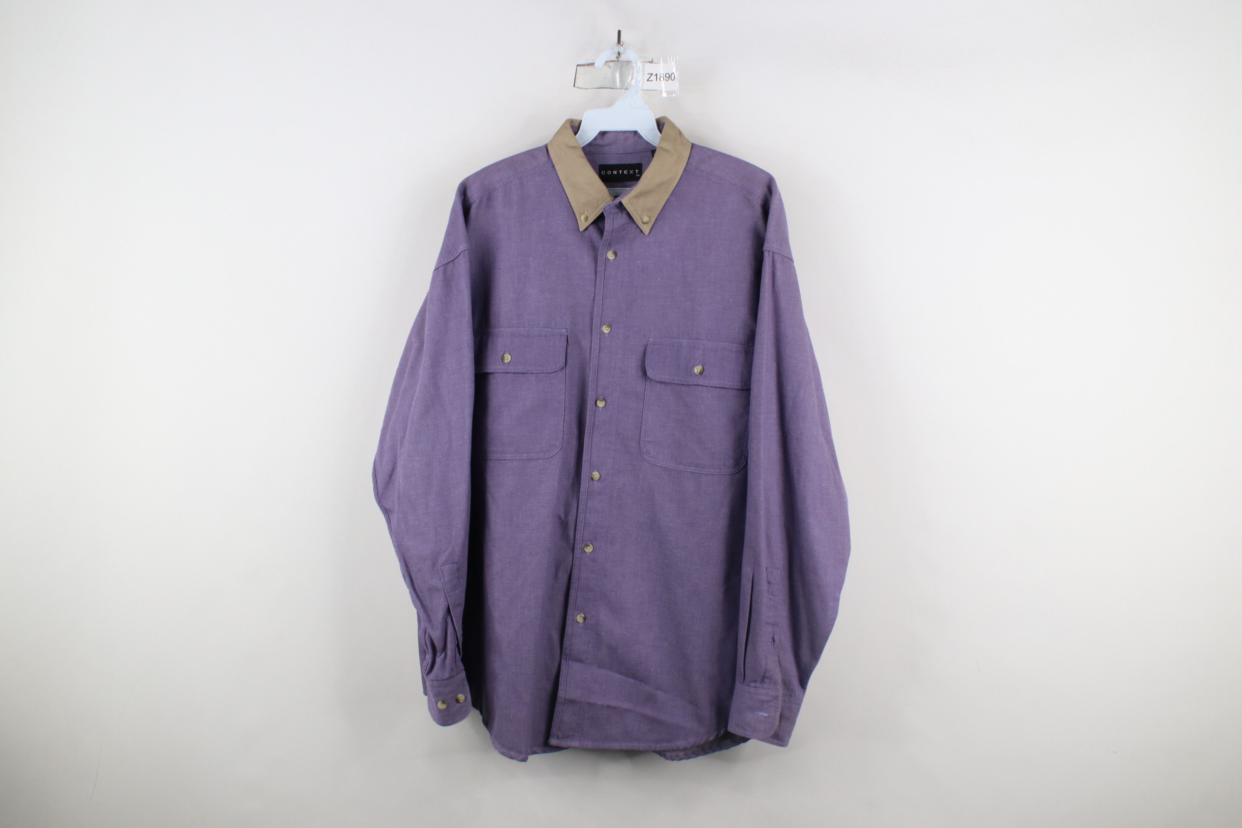 Vintage Vintage 90s Streetwear Big Pocket Chambray Button Down Shirt Size US M / EU 48-50 / 2 - 1 Thumbnail