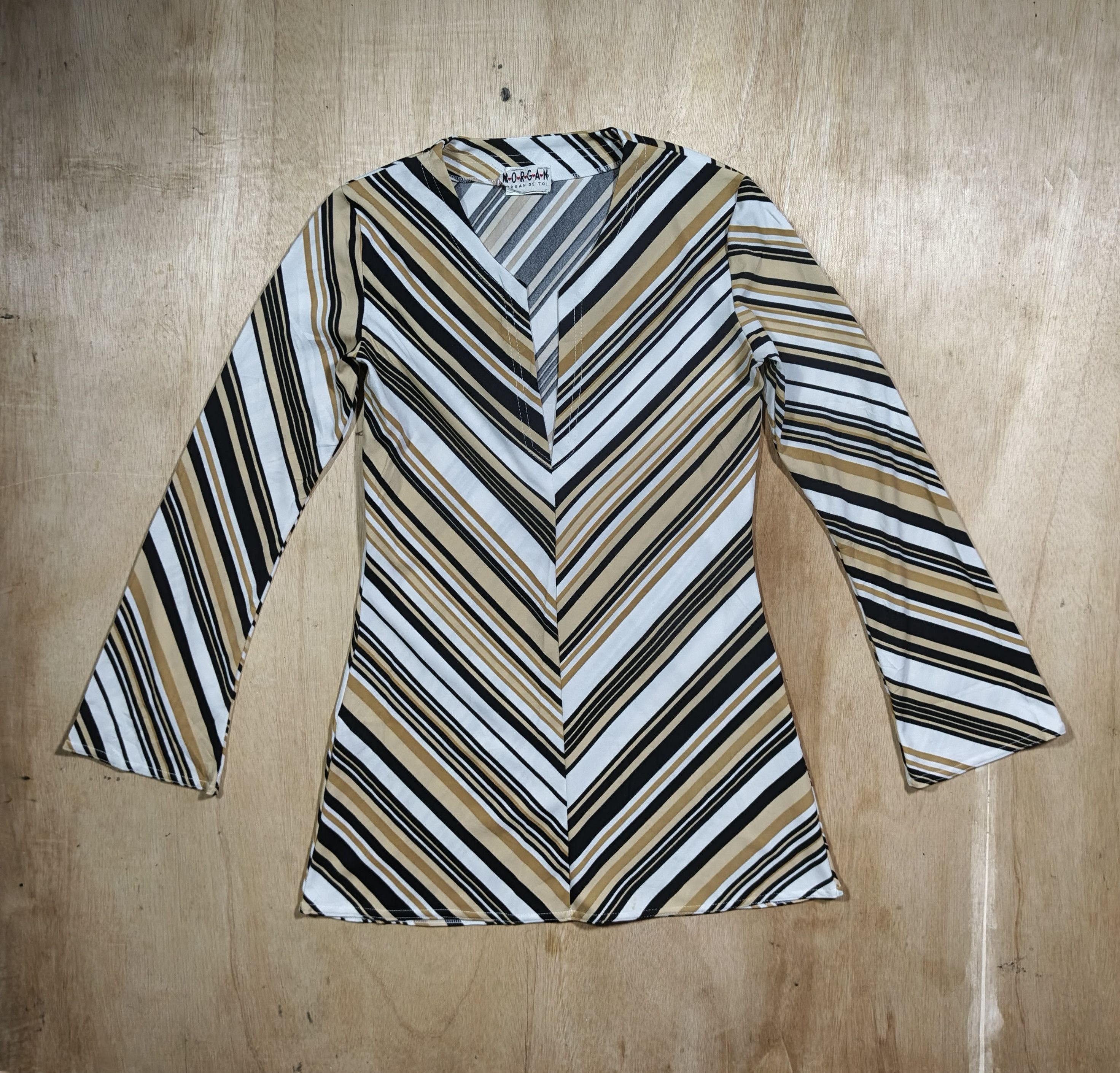 Morgan De Toi Morgan De Toi Striped Chevron V-neck Longsleeve Top Size M / US 6-8 / IT 42-44 - 1 Thumbnail