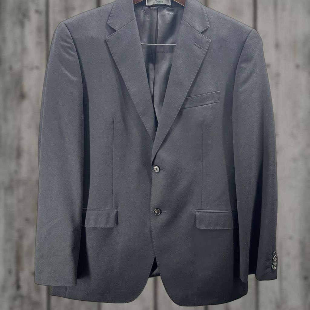 Ralph Lauren Lauren Ralph Lauren Tuxedo Blazer Mens 40 Regular Wool Black Notch Lapel 2-Button Satin Trim Wedding Formal Outdoor Clothing Size 40R - 1 Thumbnail