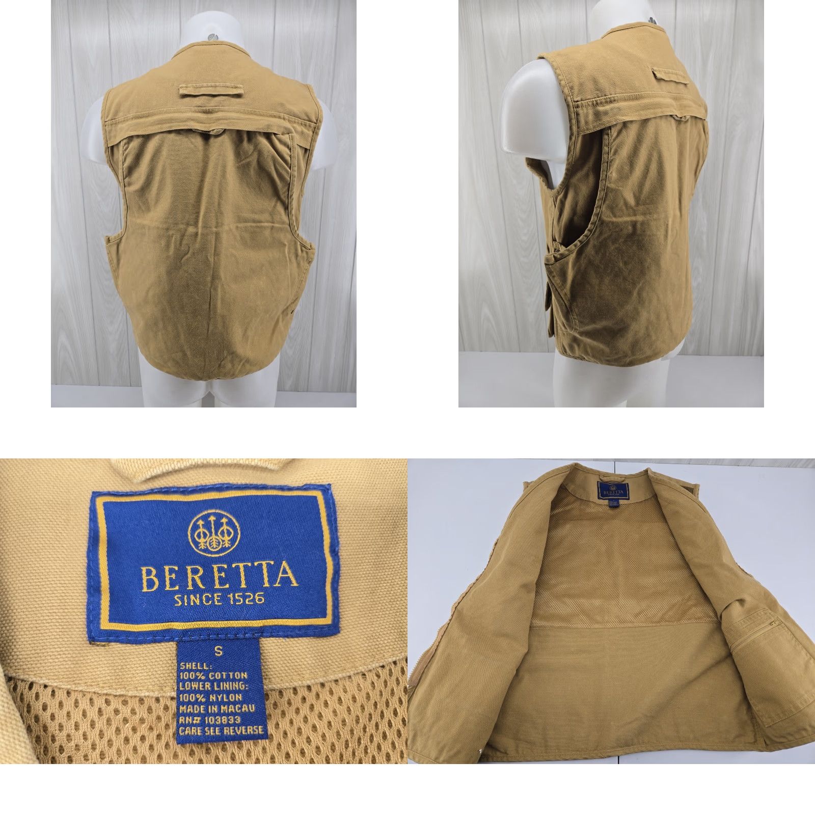 Vintage Beretta Vest Mens Small Tan Full Zip Pockets Game Pouch Hunting Shooting Vest Mens Small Tan Full Zip Pockets Size US S / EU 44-46 / 1 - 8 Thumbnail