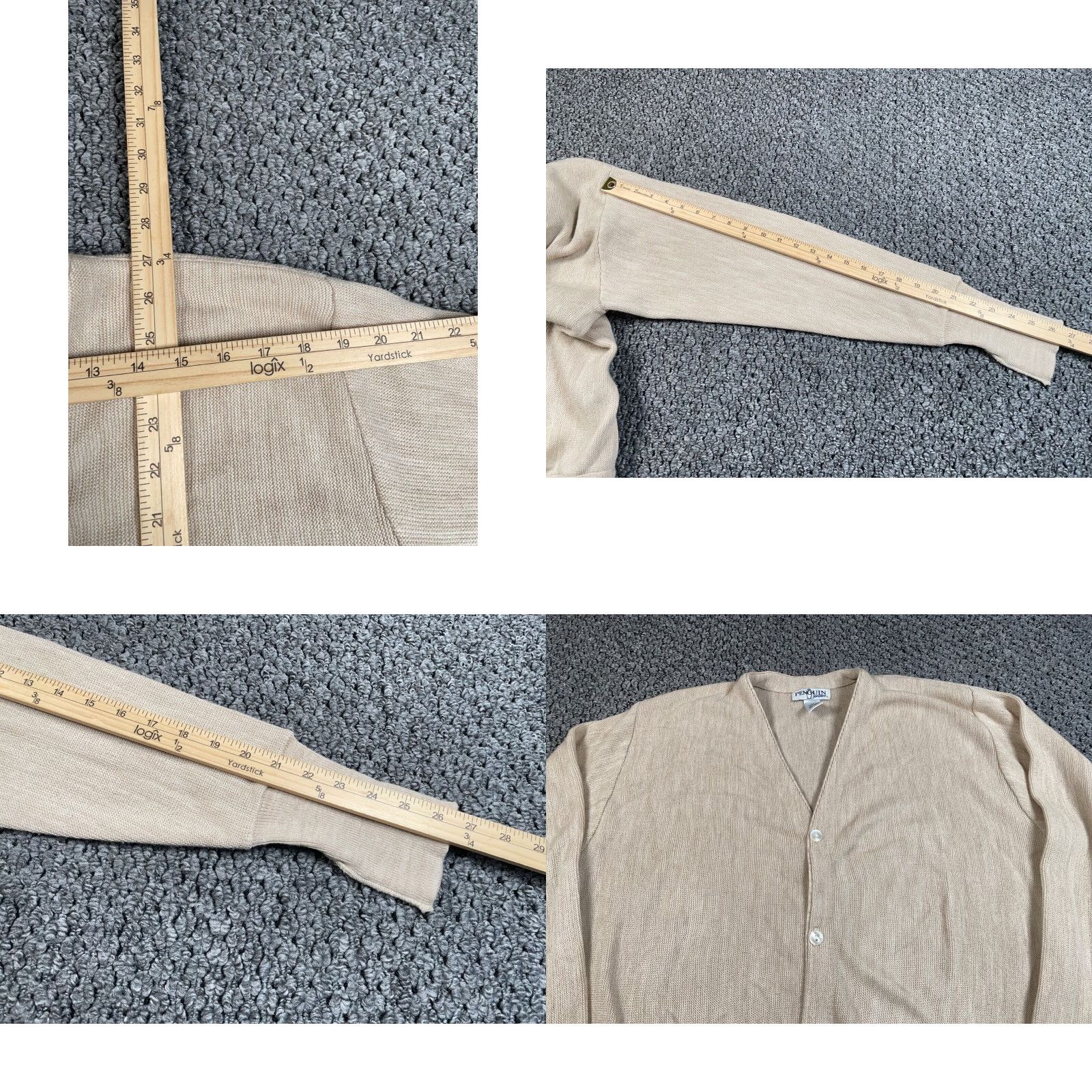 Vintage VINTAGE Penguin Cardigan Sweater Adult Large Beige Lightweight Knit 90s Preppy Mens Size US L / EU 52-54 / 3 - 8 Thumbnail