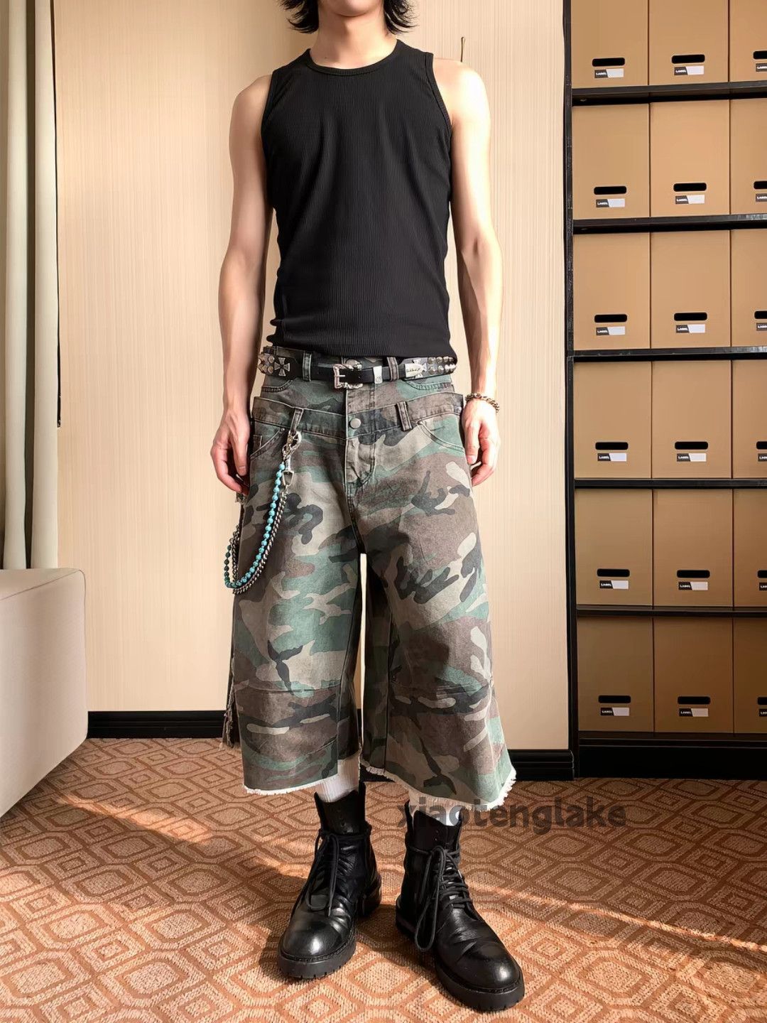Vintage xtl Balenciaga rickowens style Military camo cargo shorts Size US 34 / EU 50 - 1 Thumbnail