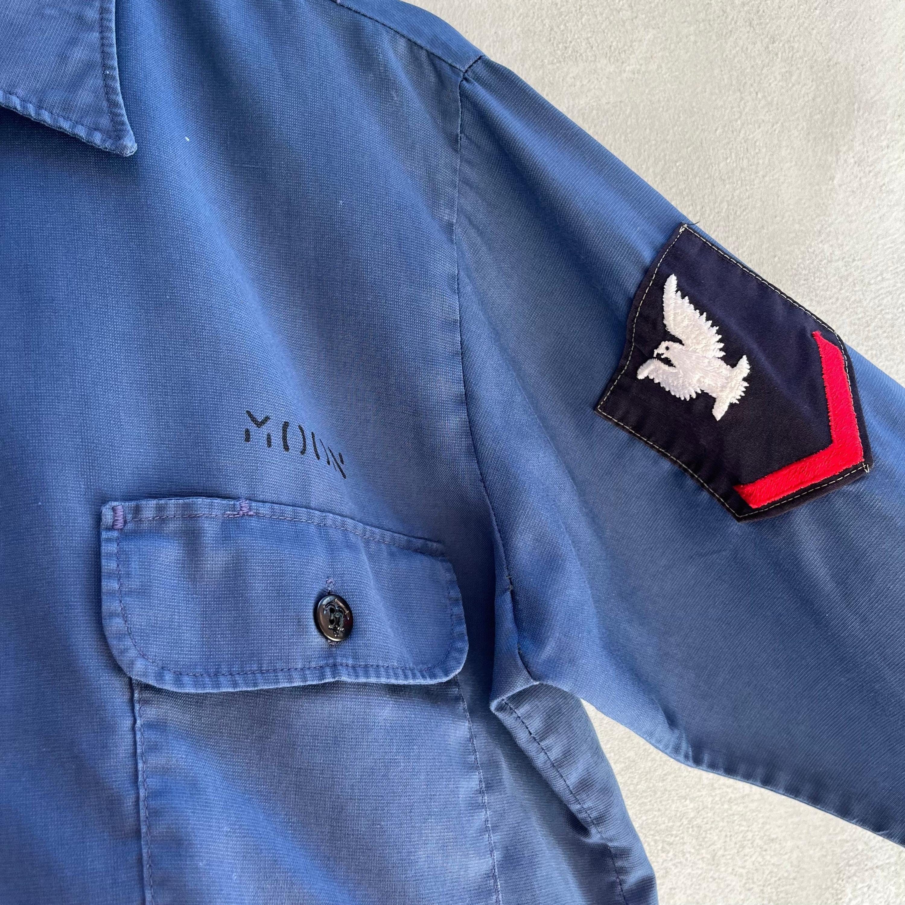 Vintage 70's USN Utility Blue Button Down Long Sleeve Shirt Size US L / EU 52-54 / 3 - 6 Thumbnail
