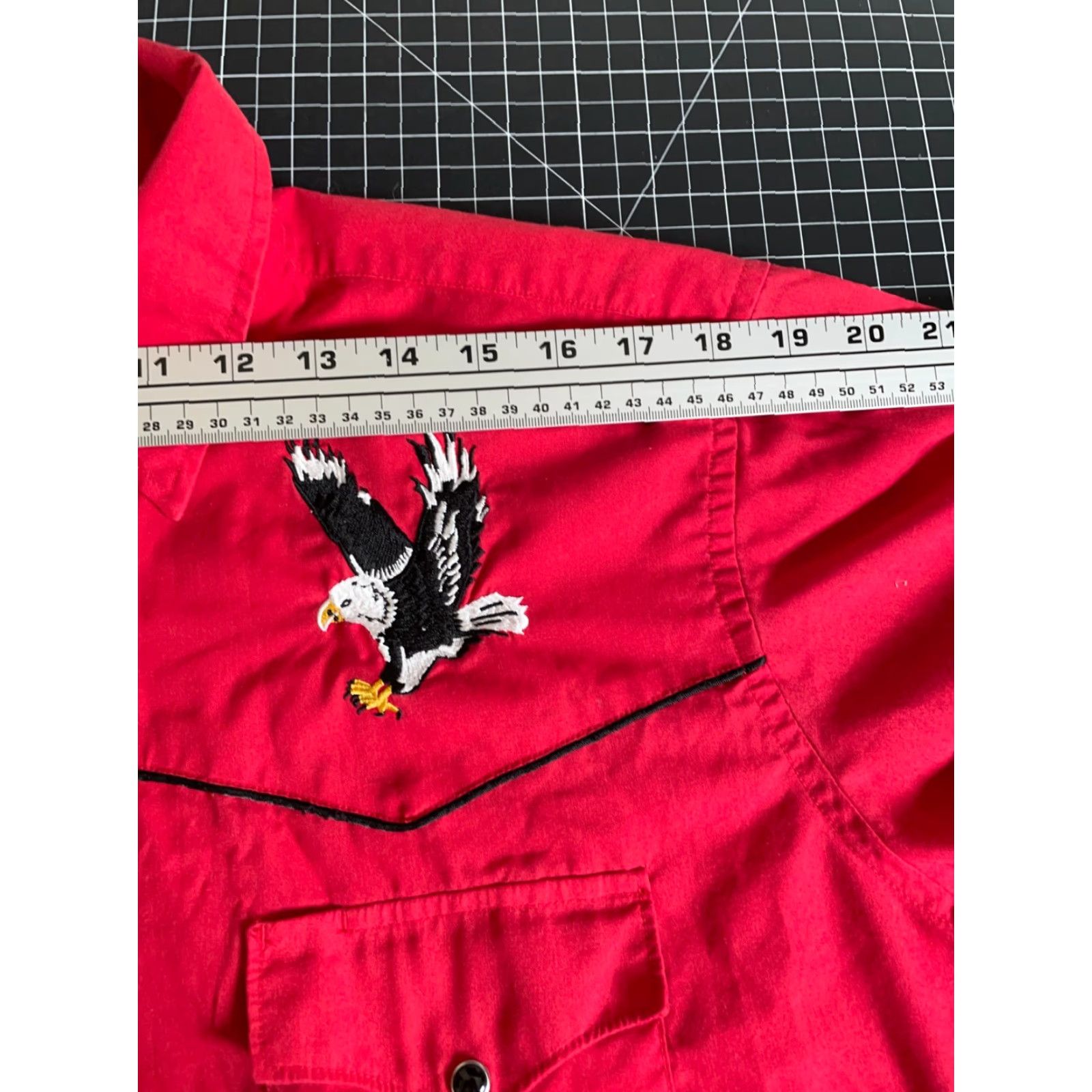 Vintage White Horse Eagle Embroidery Western Shirt Mens Large Red Pearl Snap Cotton Blend Size US L / EU 52-54 / 3 - 6 Thumbnail
