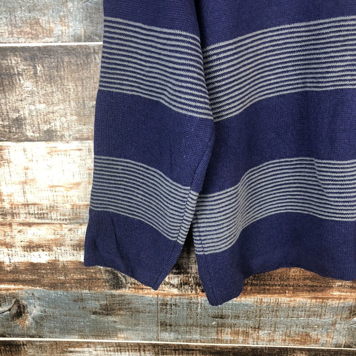 Homespun Knitwear × Japanese Brand Elemi Purple stripe cardigan Knitwear #A2270 Size M / US 6-8 / IT 42-44 - 17 Thumbnail