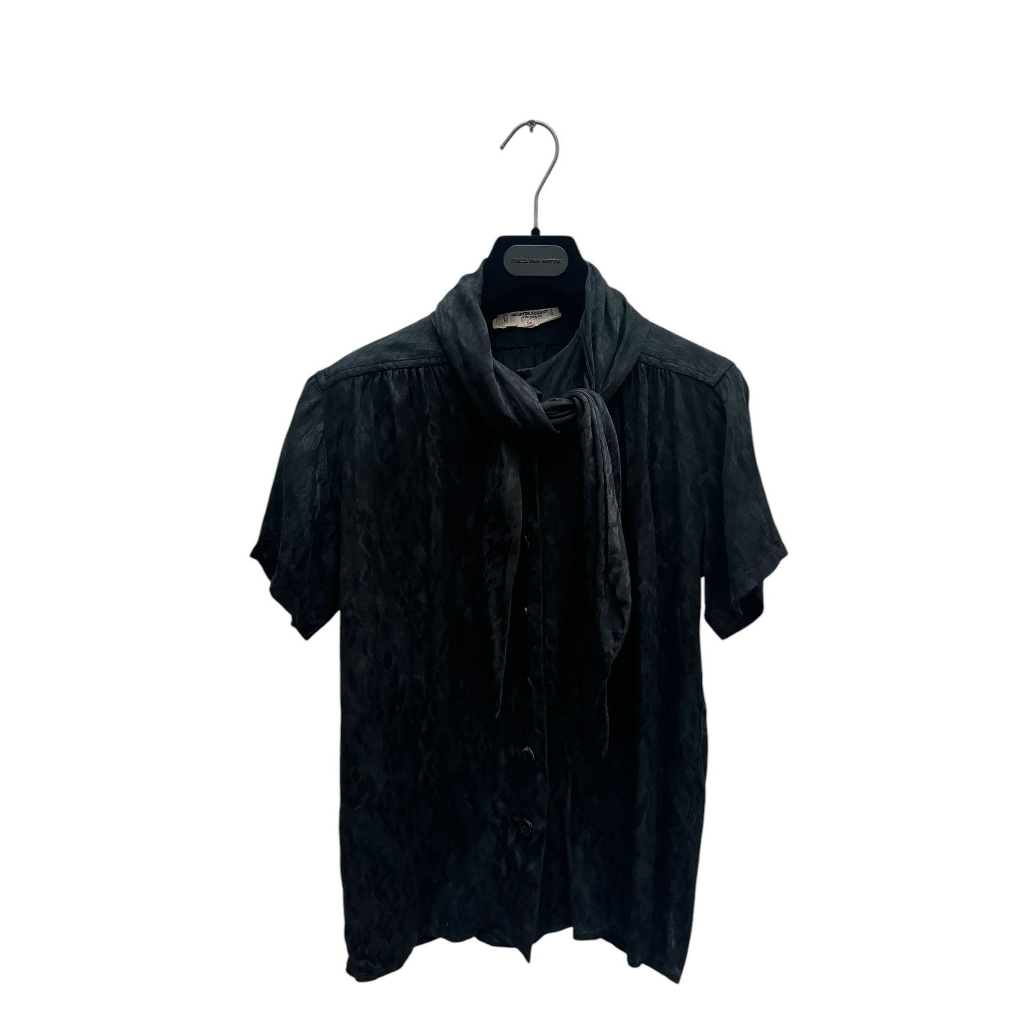 Yves Saint Laurent Black Silk Built-in scarf shirt Size XS / US 0-2 / IT 36-38 - 1 Thumbnail