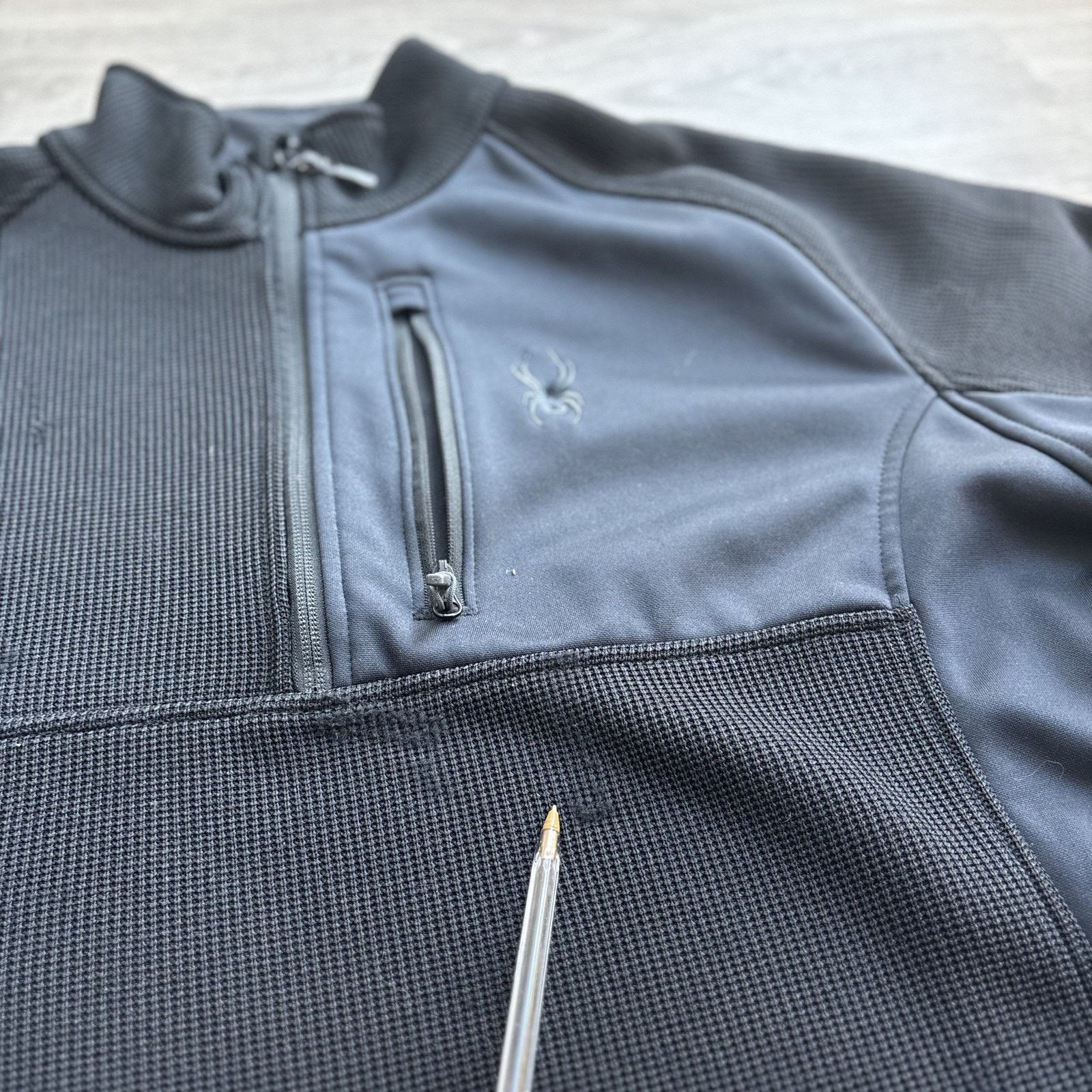 Spyder Spyder Mens 1/4 Zip Pullover Jacket Black Fleece Lined Large Size US L / EU 52-54 / 3 - 3 Thumbnail