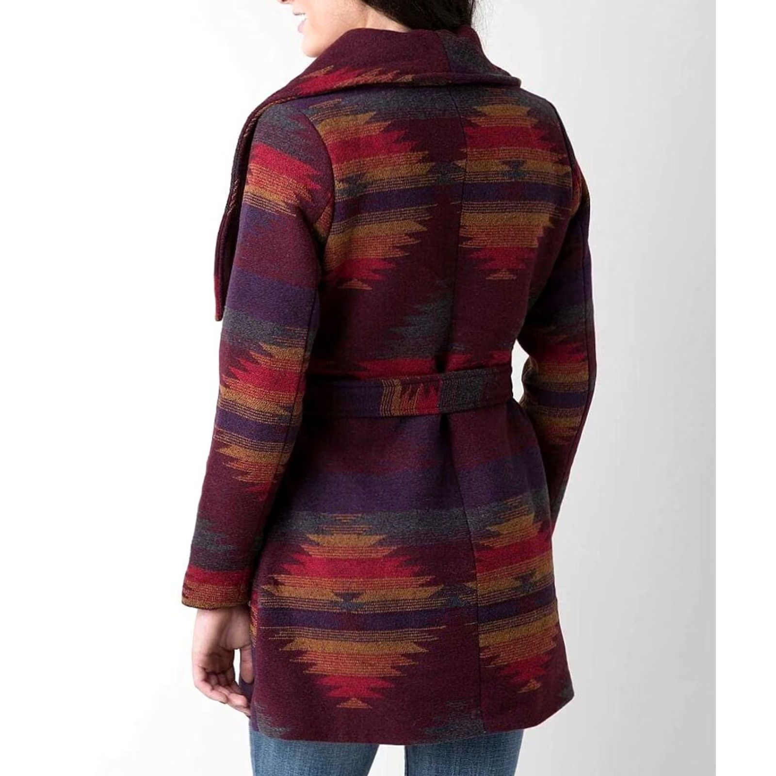 Steve Madden Steve Madden Coat Belted Blanket Wrap Jacket Southwestern Aztec Women's Size M Multicolor Oversized Collar Size M / US 6-8 / IT 42-44 - 2 Thumbnail