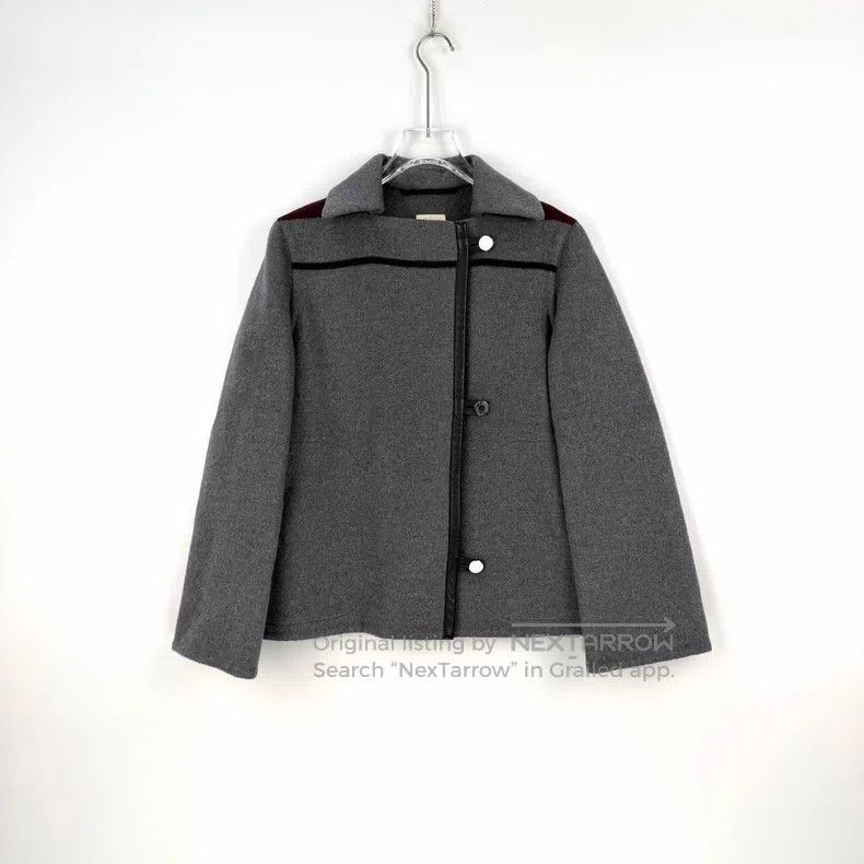 Hermes Hermes Gray Leather Edge Cashmere Tweed Jacket Size XS / US 0-2 / IT 36-38 - 3 Thumbnail