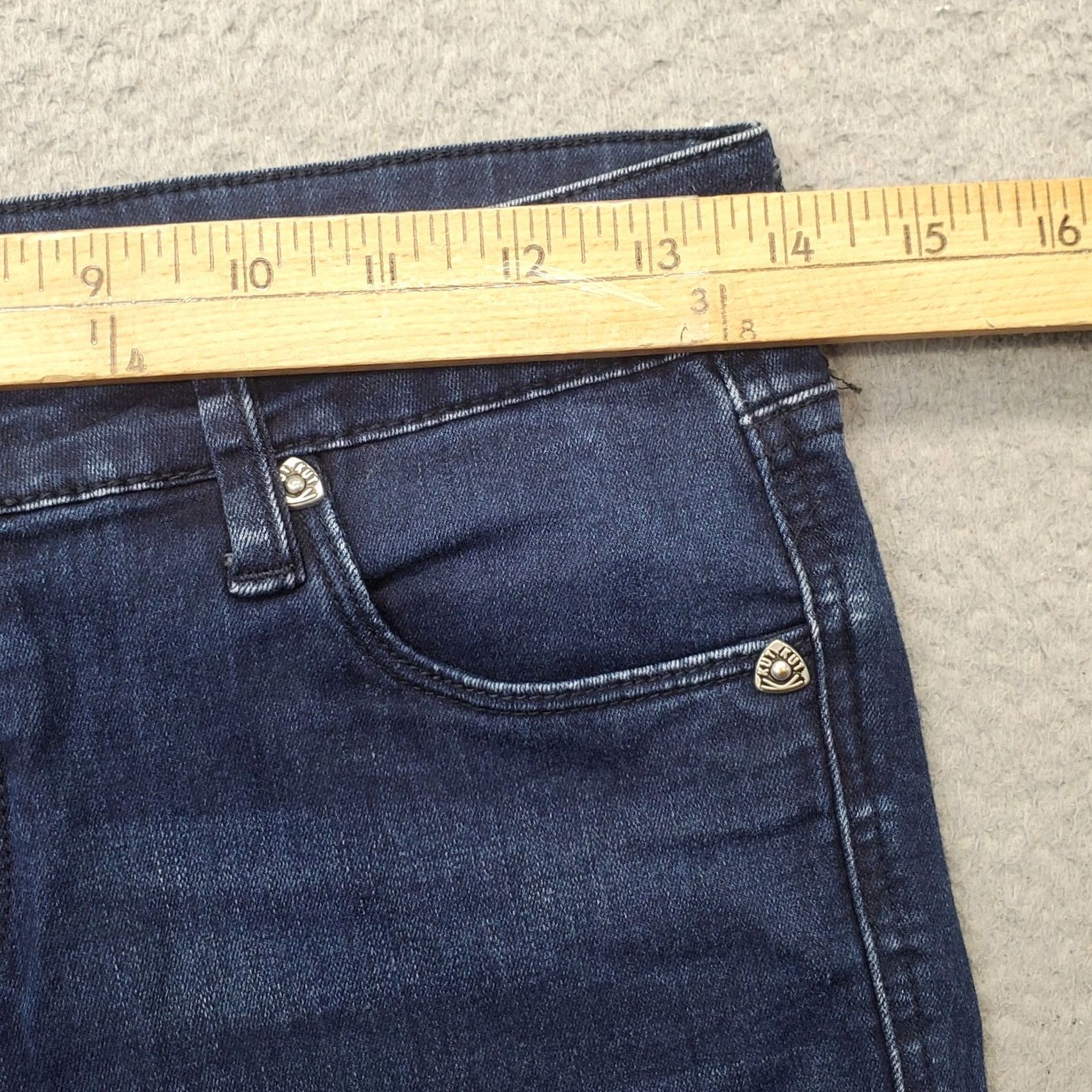 Vintage KUT from the Kloth Jeans Women Size 2 Blue Denim Stretch High Waisted Ankle Slit Jeans Size 26" / US 2 / IT 38 - 6 Thumbnail