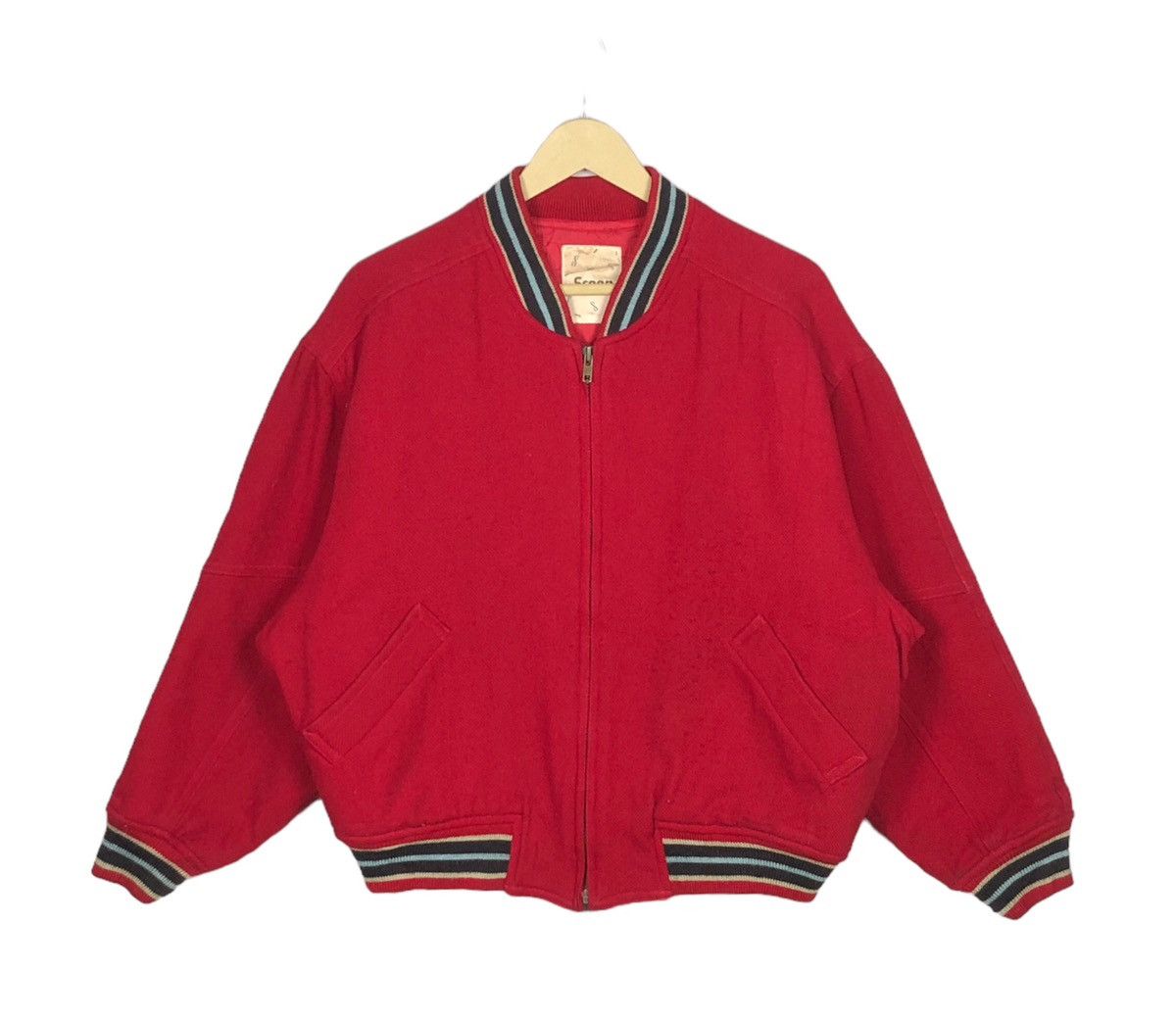 SCOOP Vintage Scoop Inc Tokyo Varsity Jacket Leather Wool Red L Size US L / EU 52-54 / 3 - 2 Thumbnail