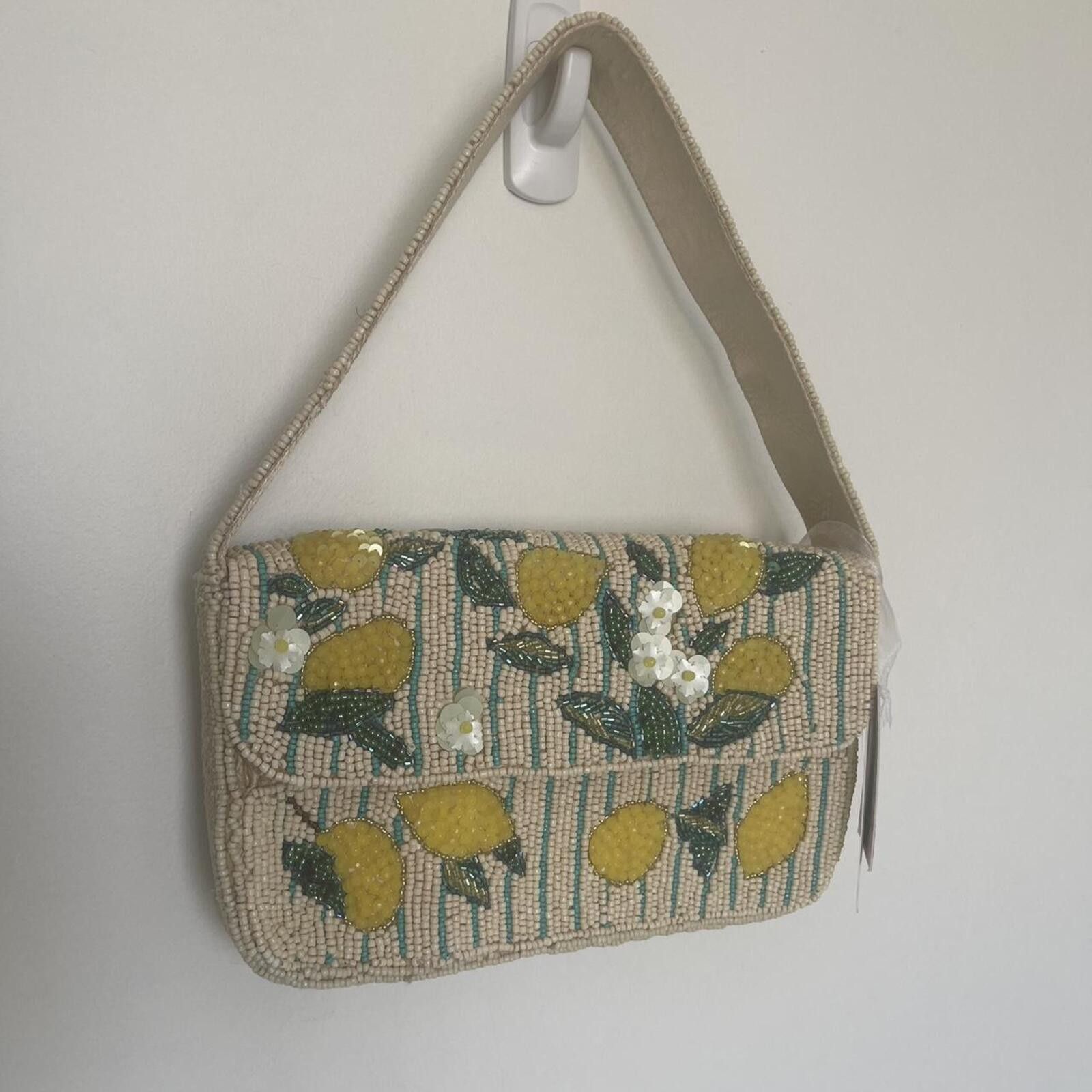 Other Tiktok Viral Lemon Striped Beaded Bag with Sequins Size ONE SIZE - 2 Thumbnail