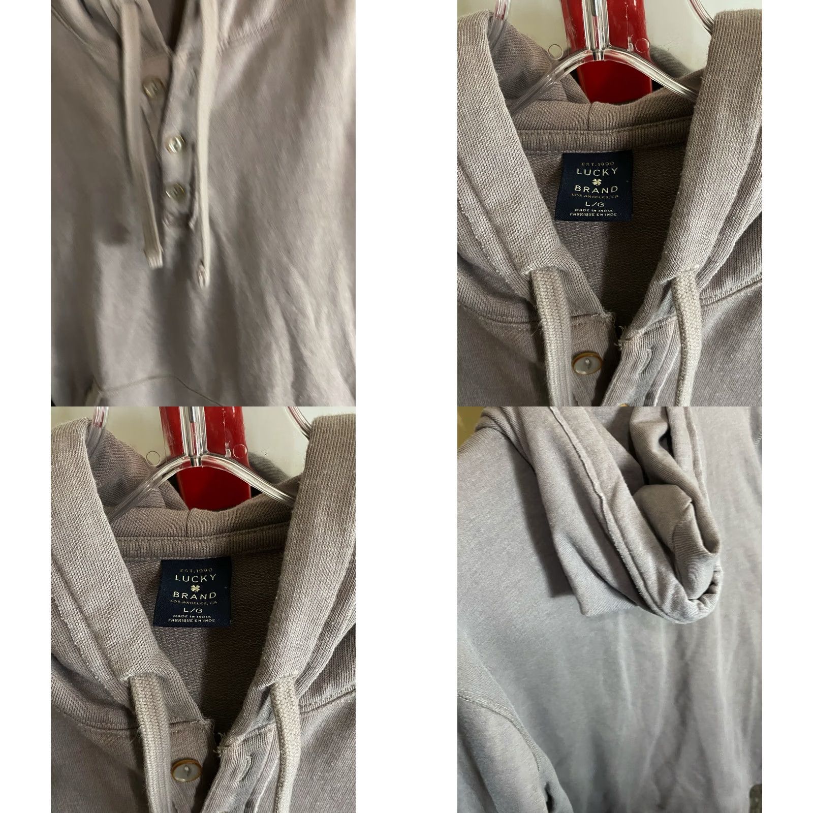 Lucky Brand Lucky Brand Gray Button Hoody SWEATER Large L Mens Size US L / EU 52-54 / 3 - 8 Thumbnail